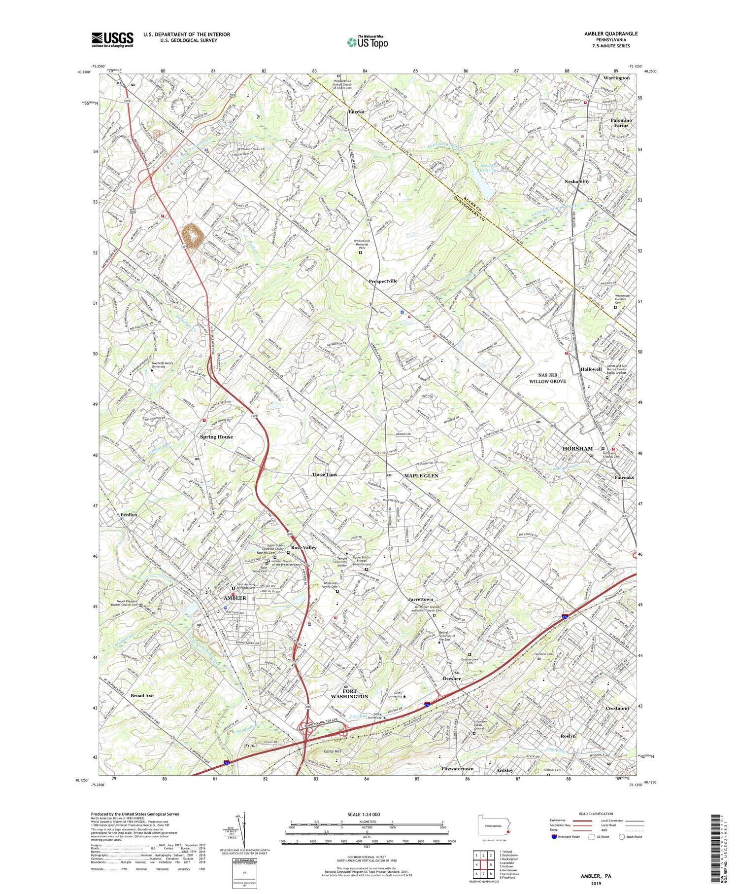 Ambler Pennsylvania US Topo Map Image