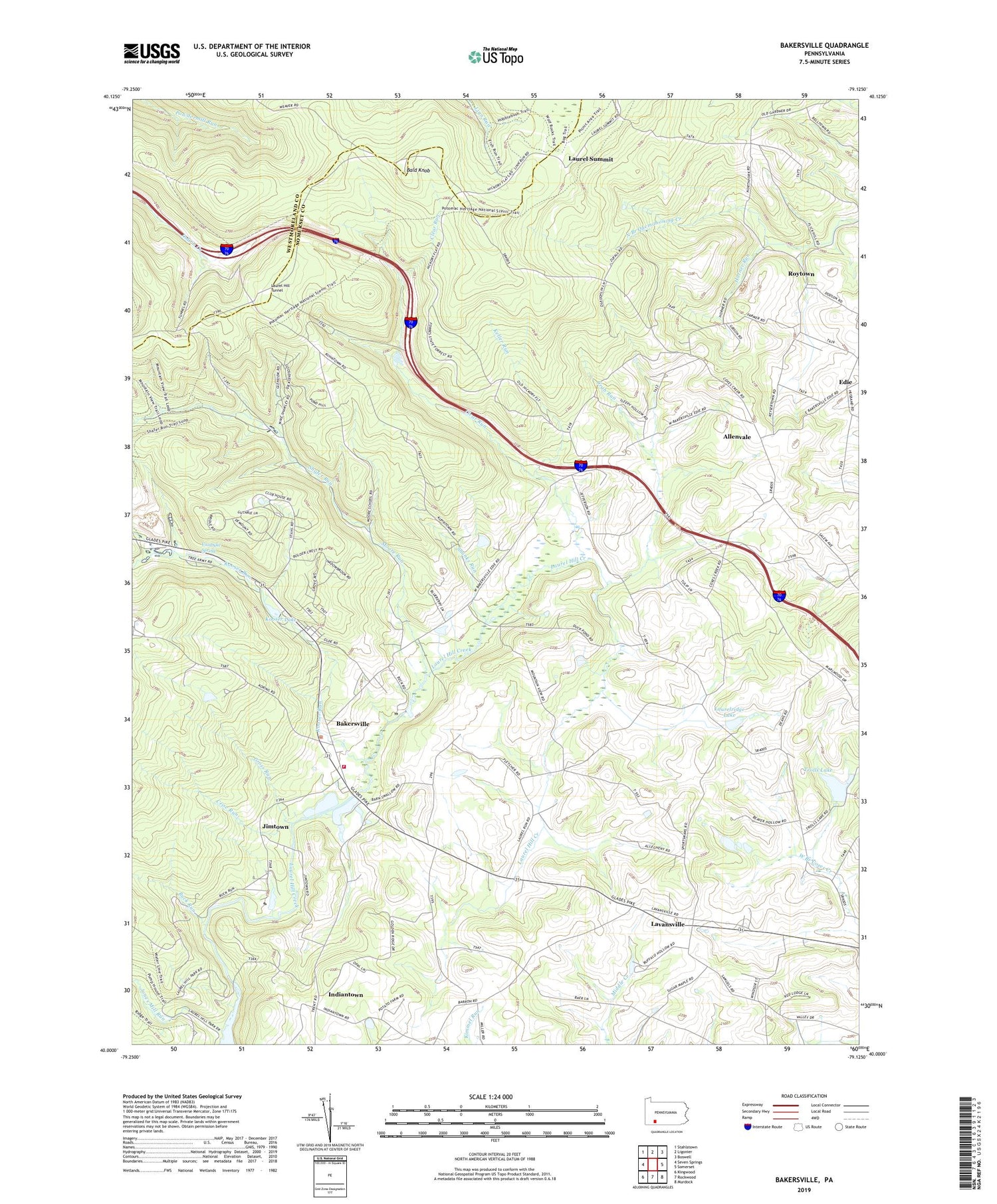 Bakersville Pennsylvania US Topo Map Image