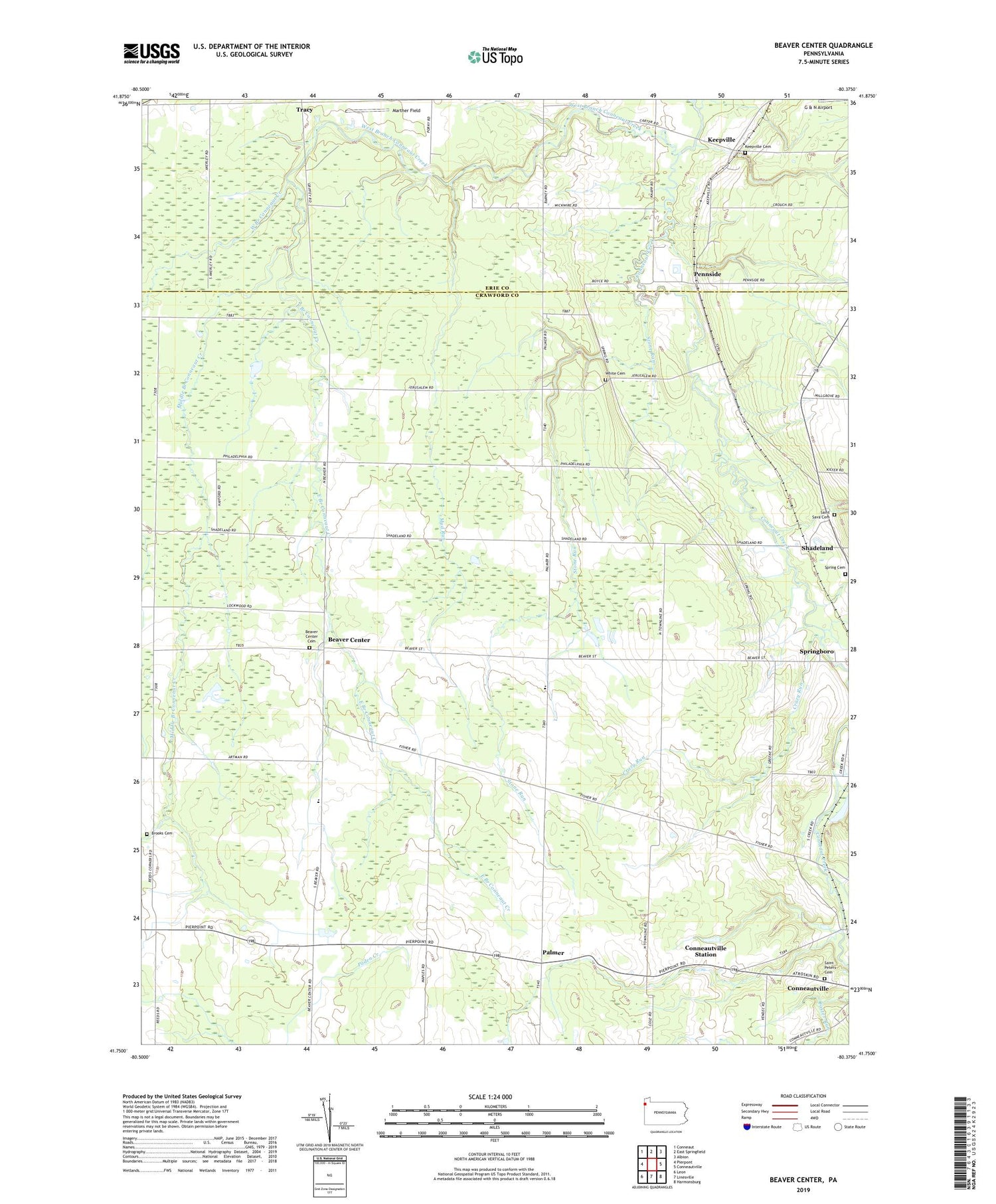 Beaver Center Pennsylvania US Topo Map Image