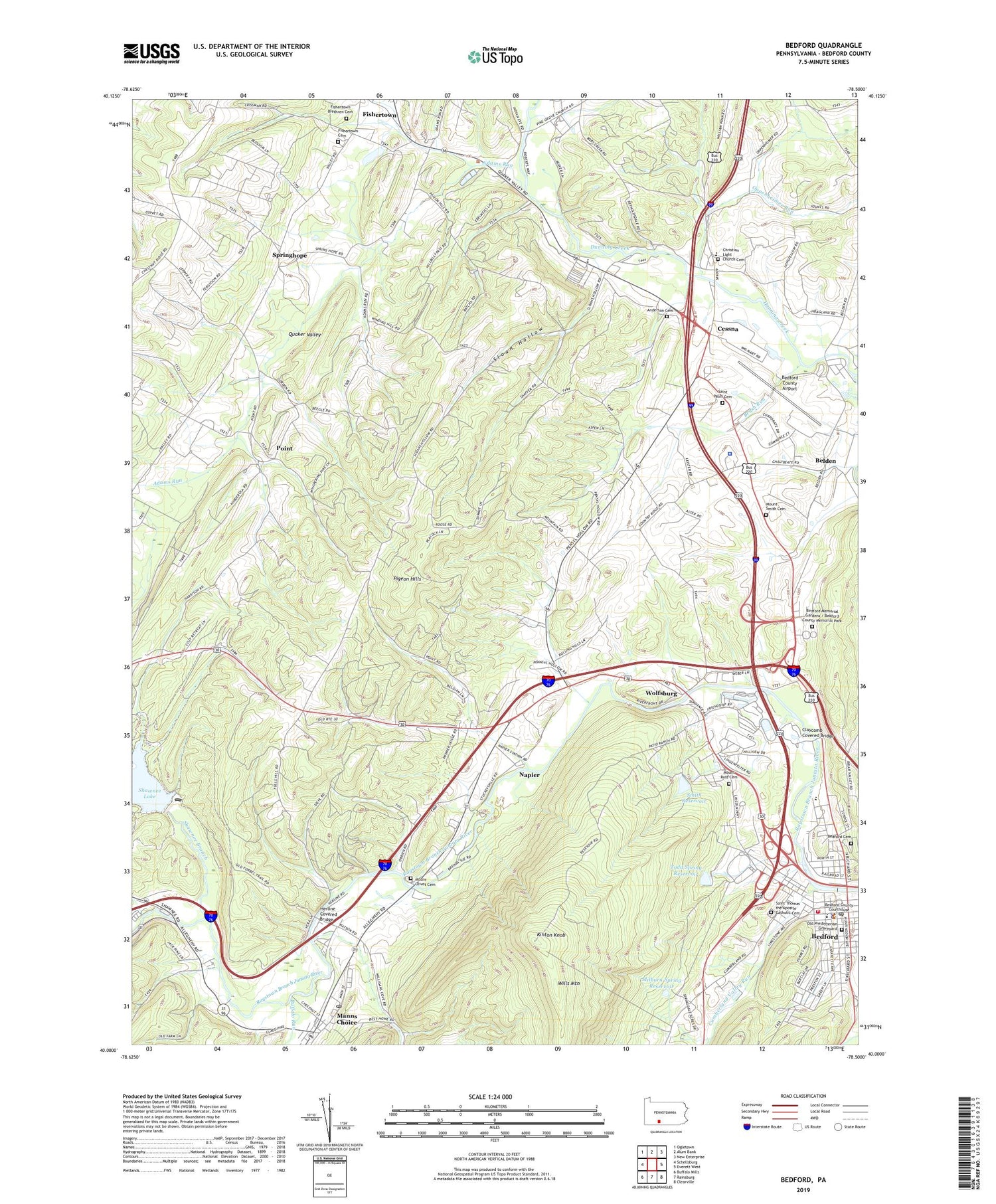 Bedford Pennsylvania US Topo Map Image