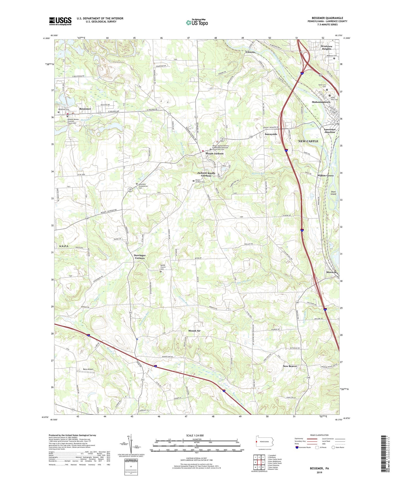 Bessemer Pennsylvania US Topo Map Image