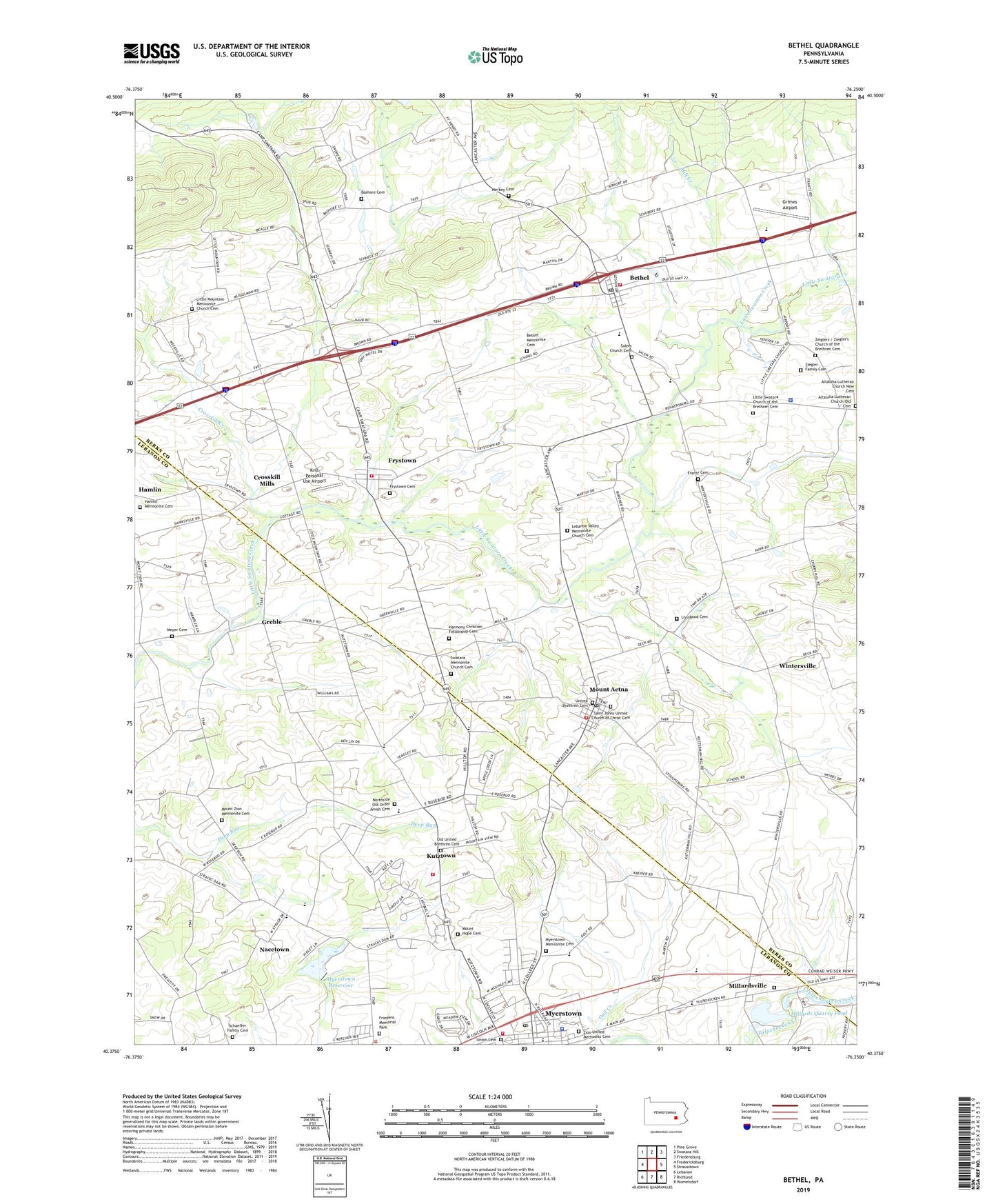 Bethel Pennsylvania US Topo Map Image