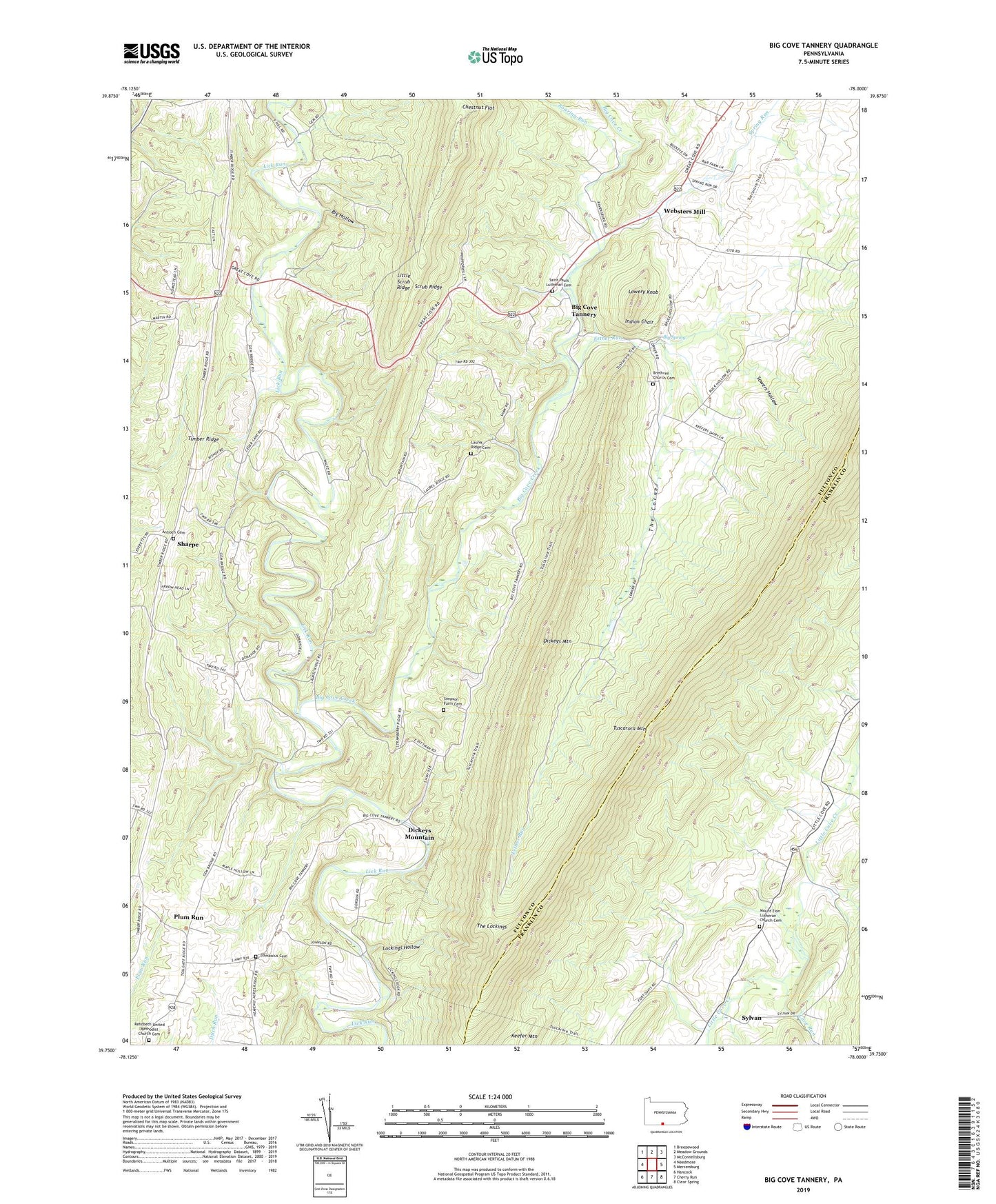 Big Cove Tannery Pennsylvania US Topo Map Image