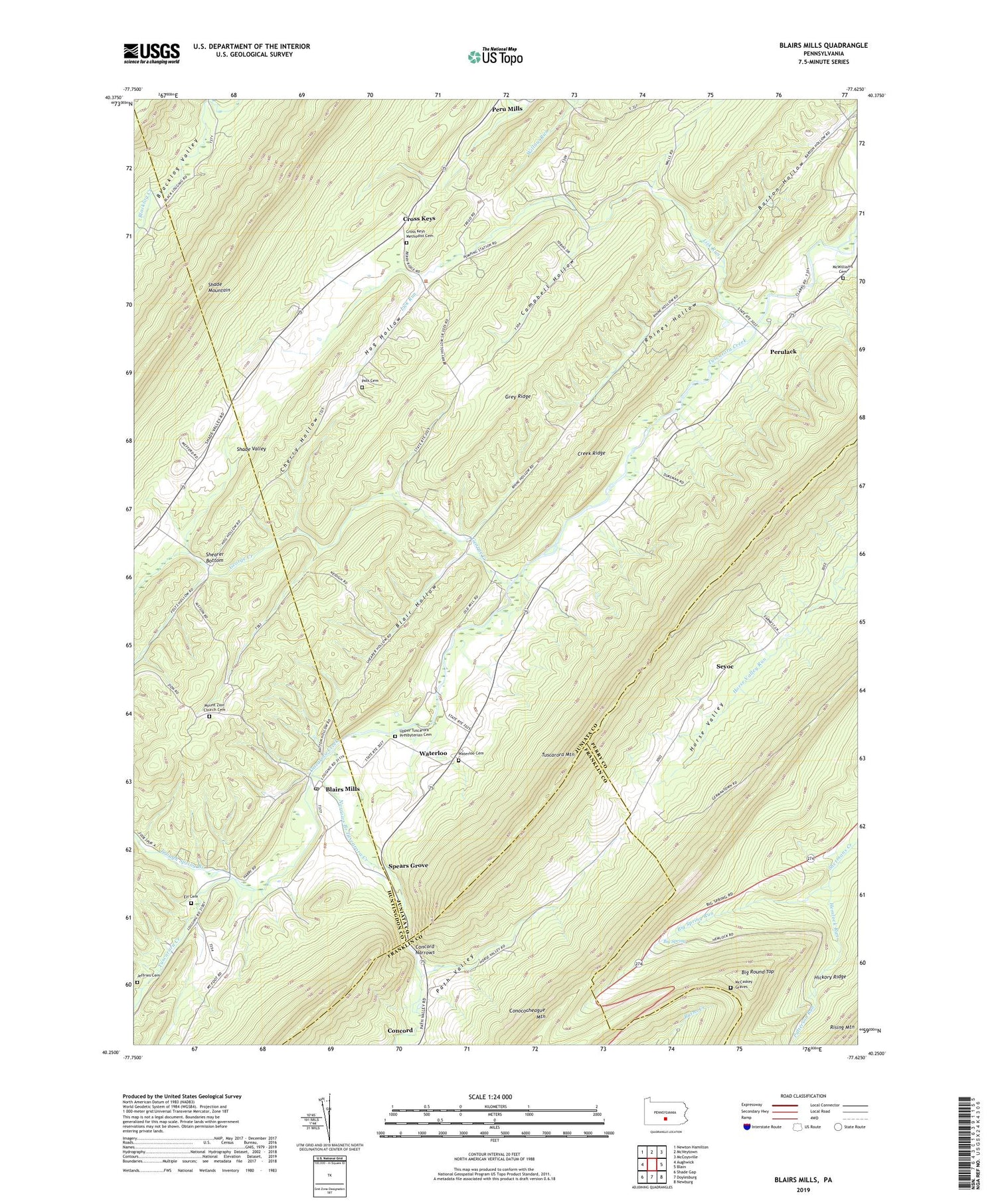 Blairs Mills Pennsylvania US Topo Map Image