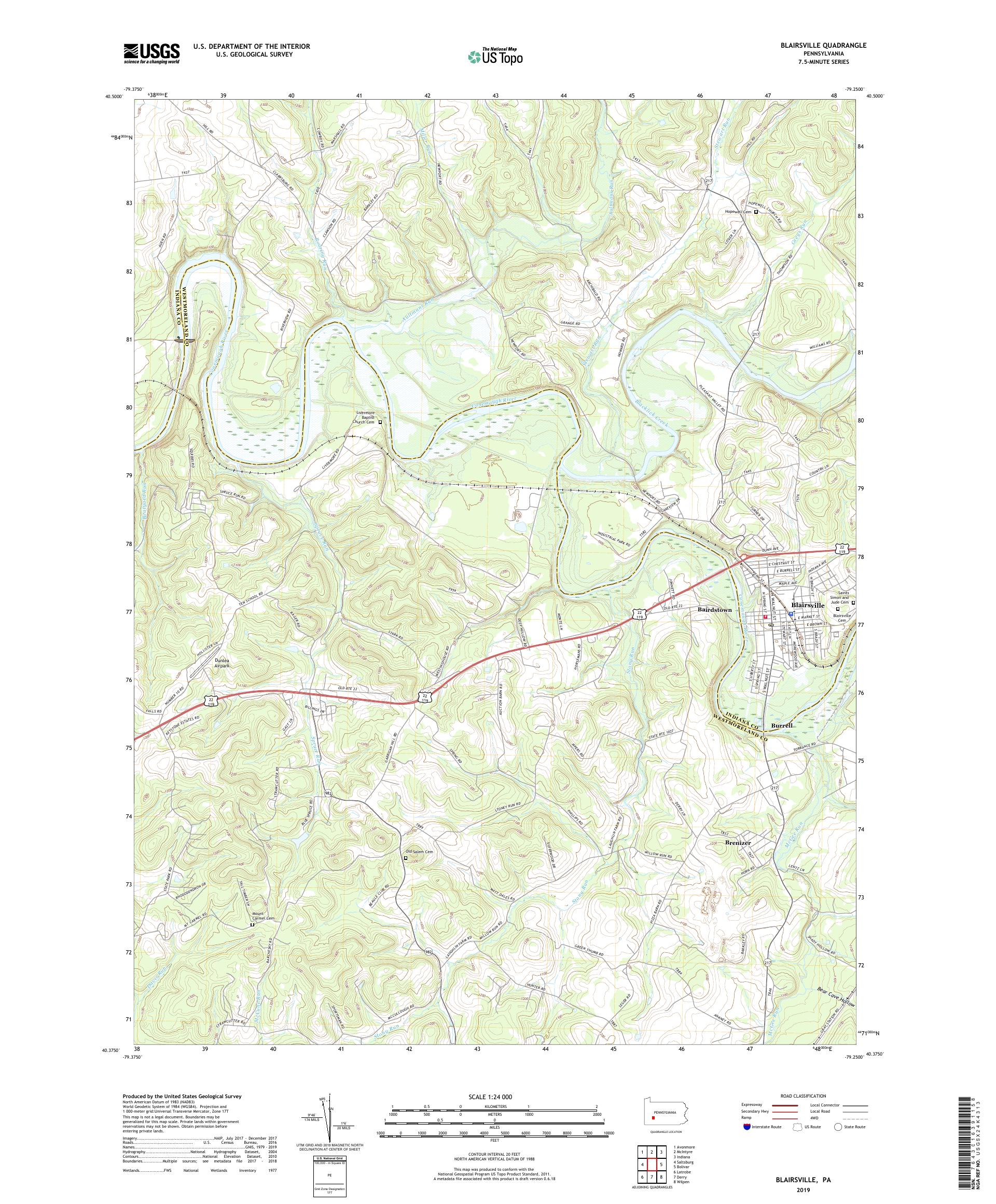 Blairsville Pennsylvania US Topo Map – MyTopo Map Store