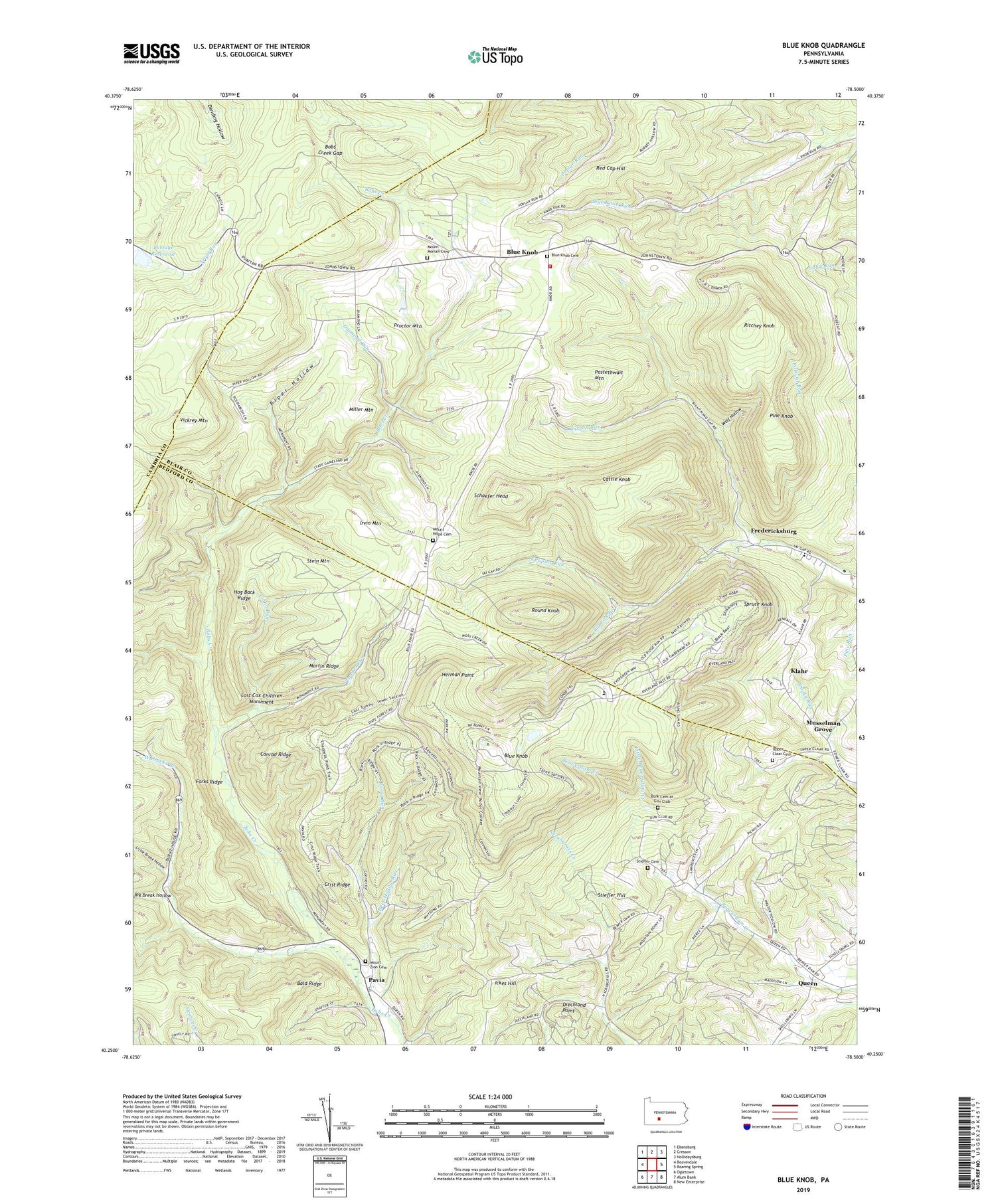 Blue Knob Pennsylvania US Topo Map Image