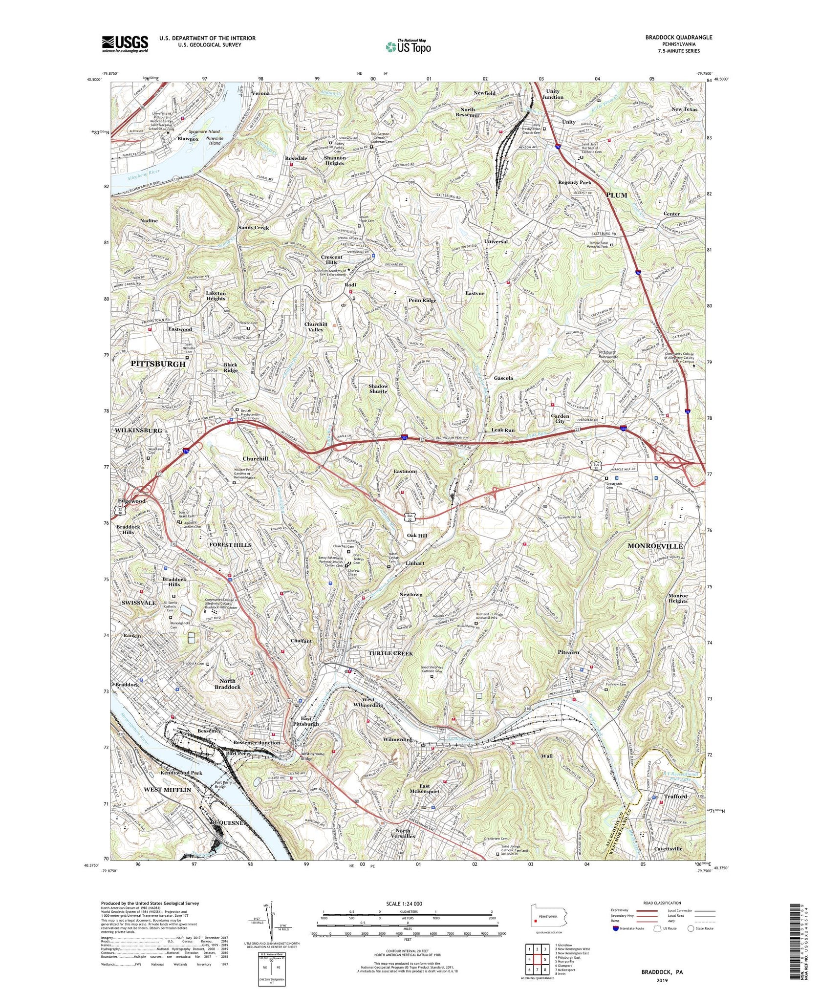 Braddock Pennsylvania US Topo Map – MyTopo Map Store