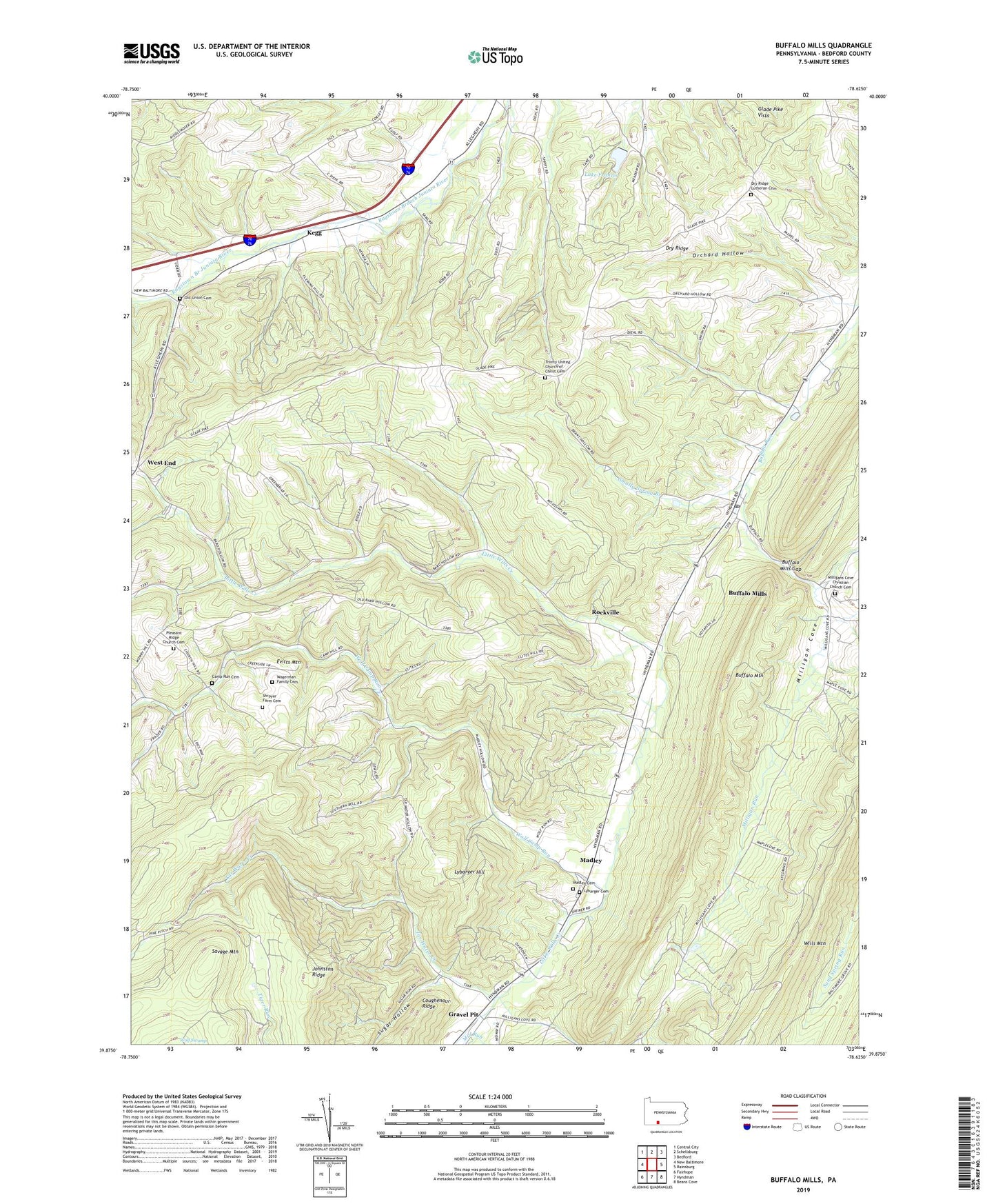 Buffalo Mills Pennsylvania US Topo Map Image
