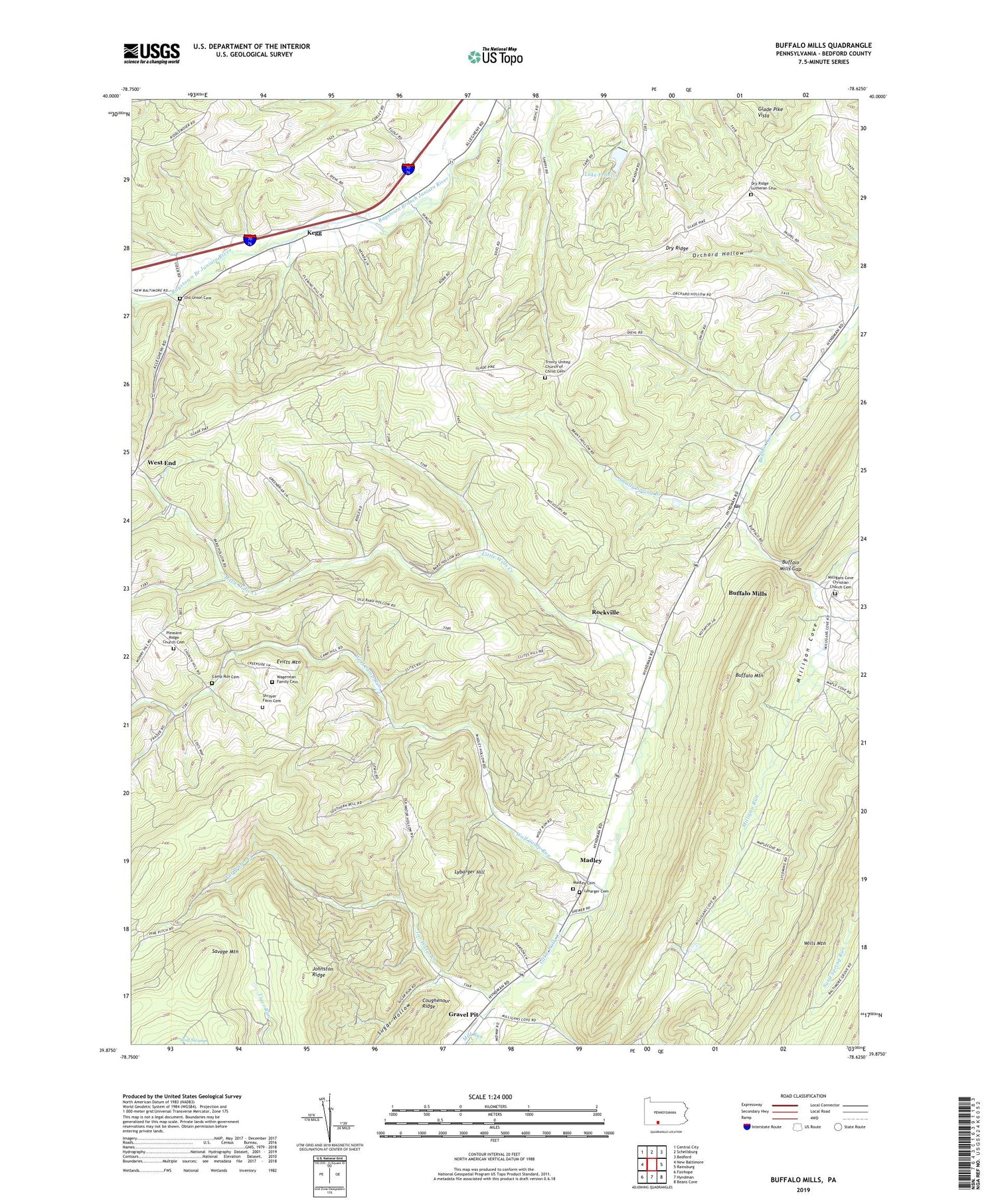 Buffalo Mills Pennsylvania US Topo Map Image