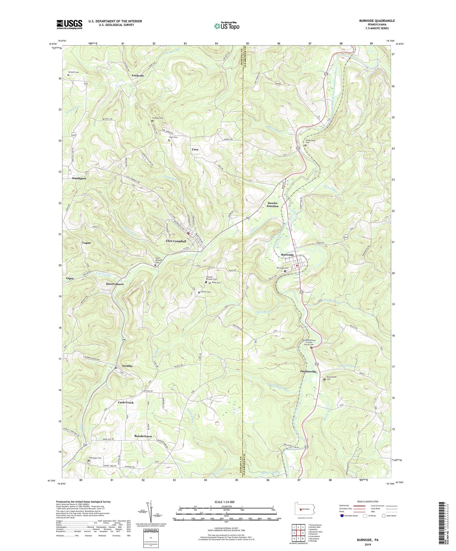 Burnside Pennsylvania US Topo Map Image