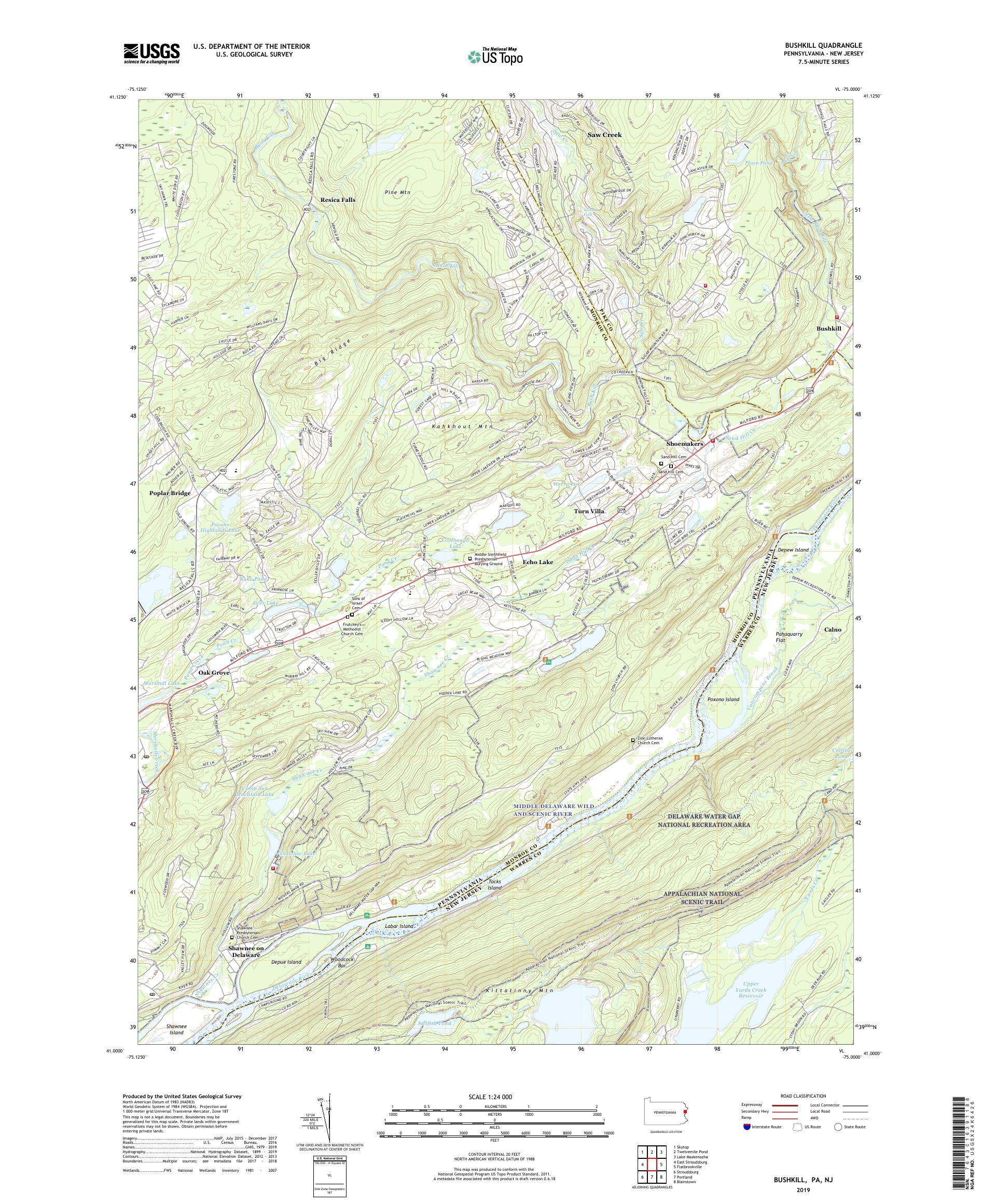 Bushkill Pennsylvania US Topo Map – MyTopo Map Store