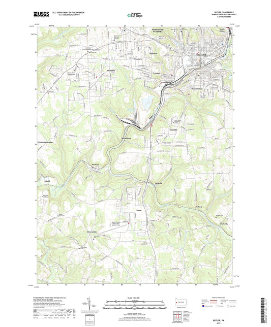 Butler Pennsylvania US Topo Map Image