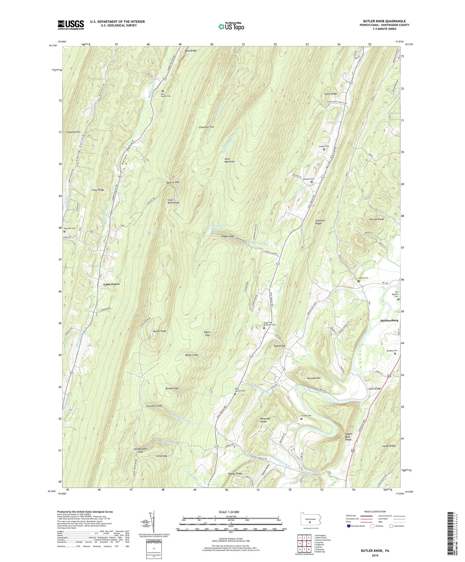 Butler Knob Pennsylvania US Topo Map Image
