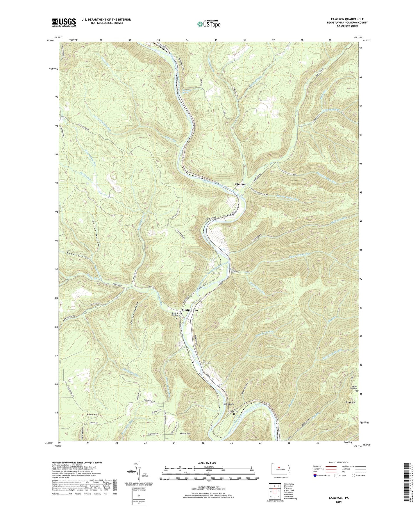 Cameron Pennsylvania US Topo Map Image
