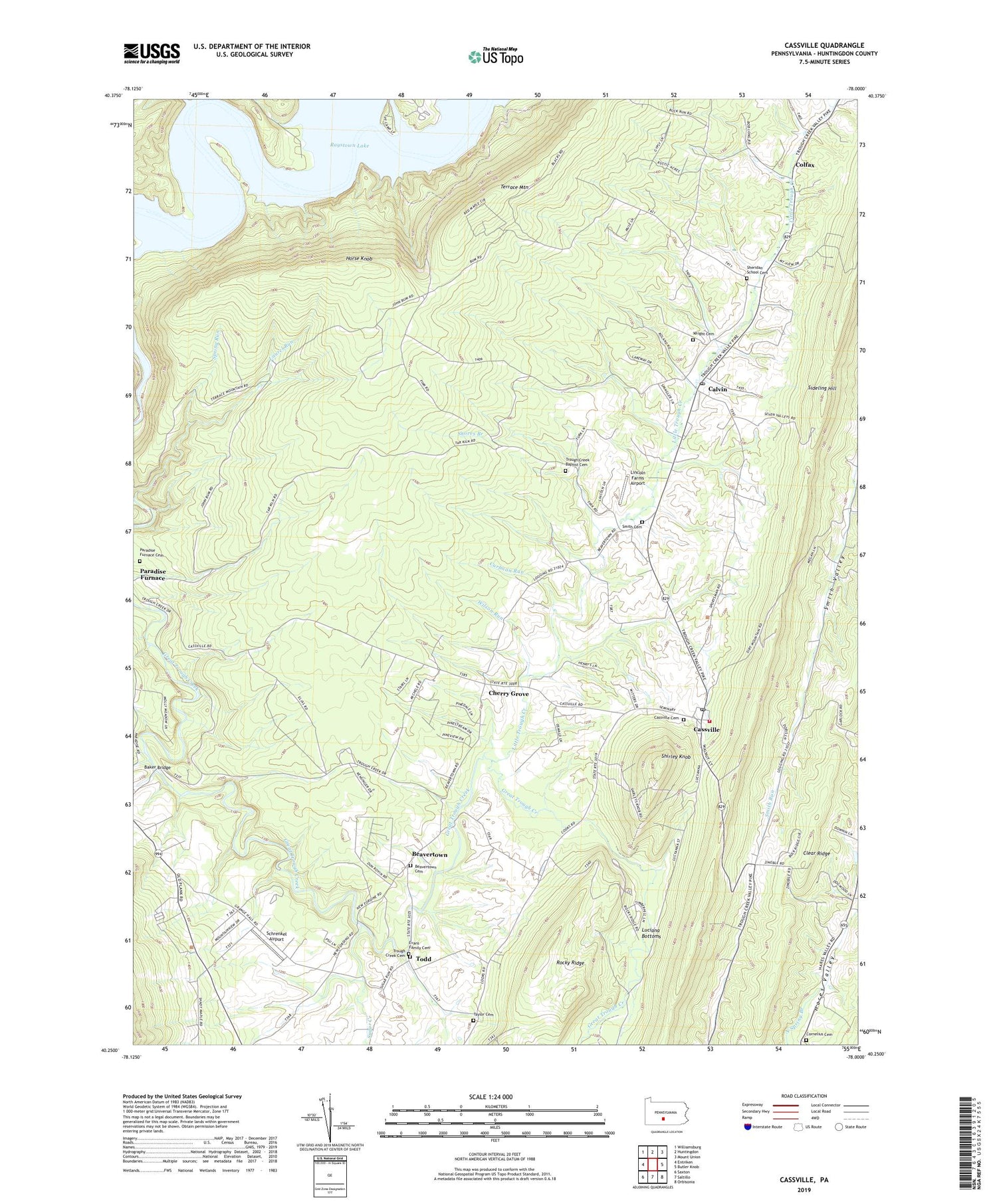 Cassville Pennsylvania US Topo Map Image