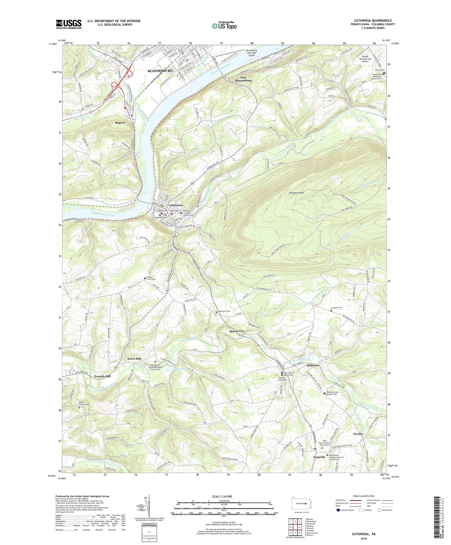 Catawissa Pennsylvania US Topo Map Image