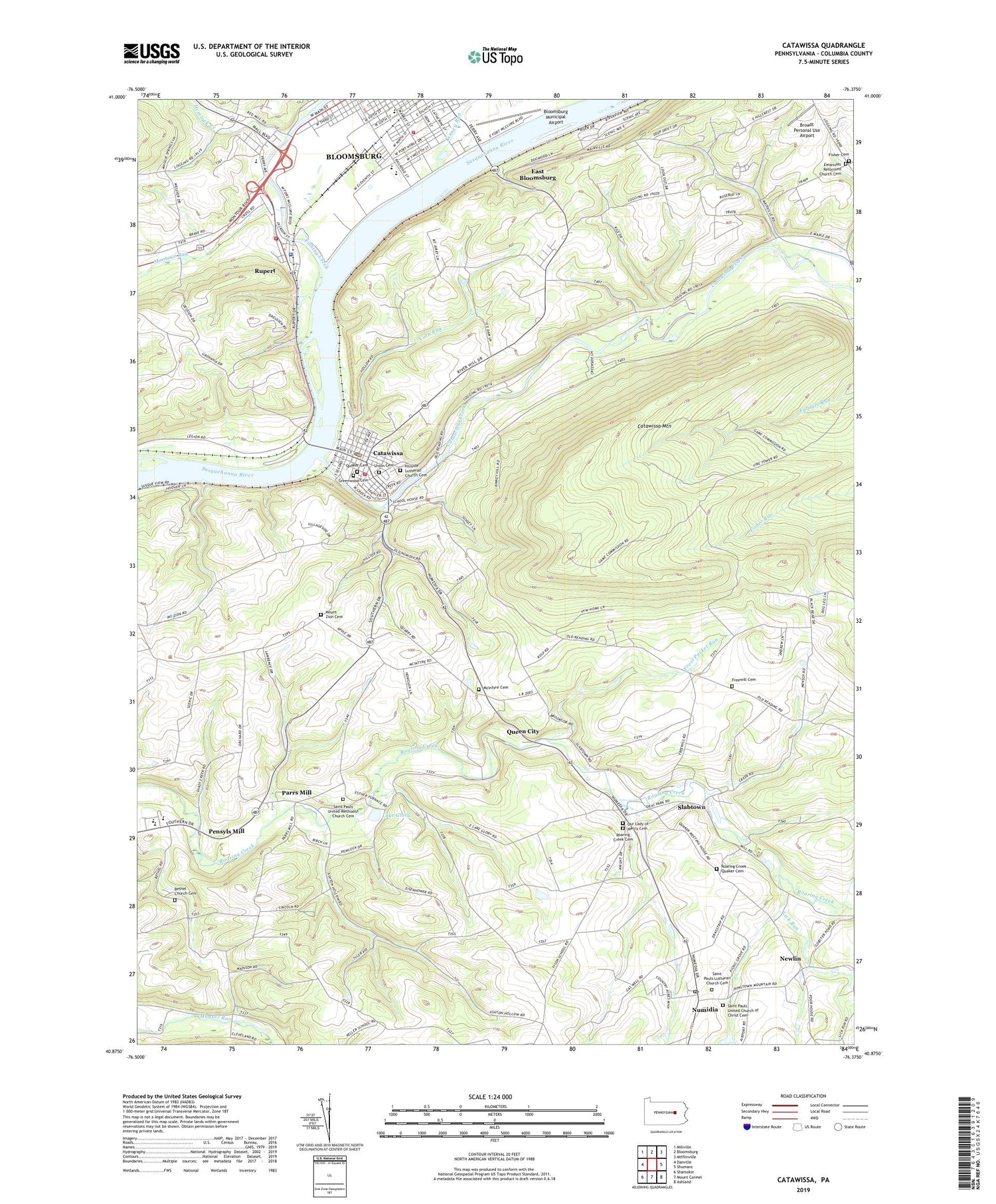 Catawissa Pennsylvania US Topo Map Image