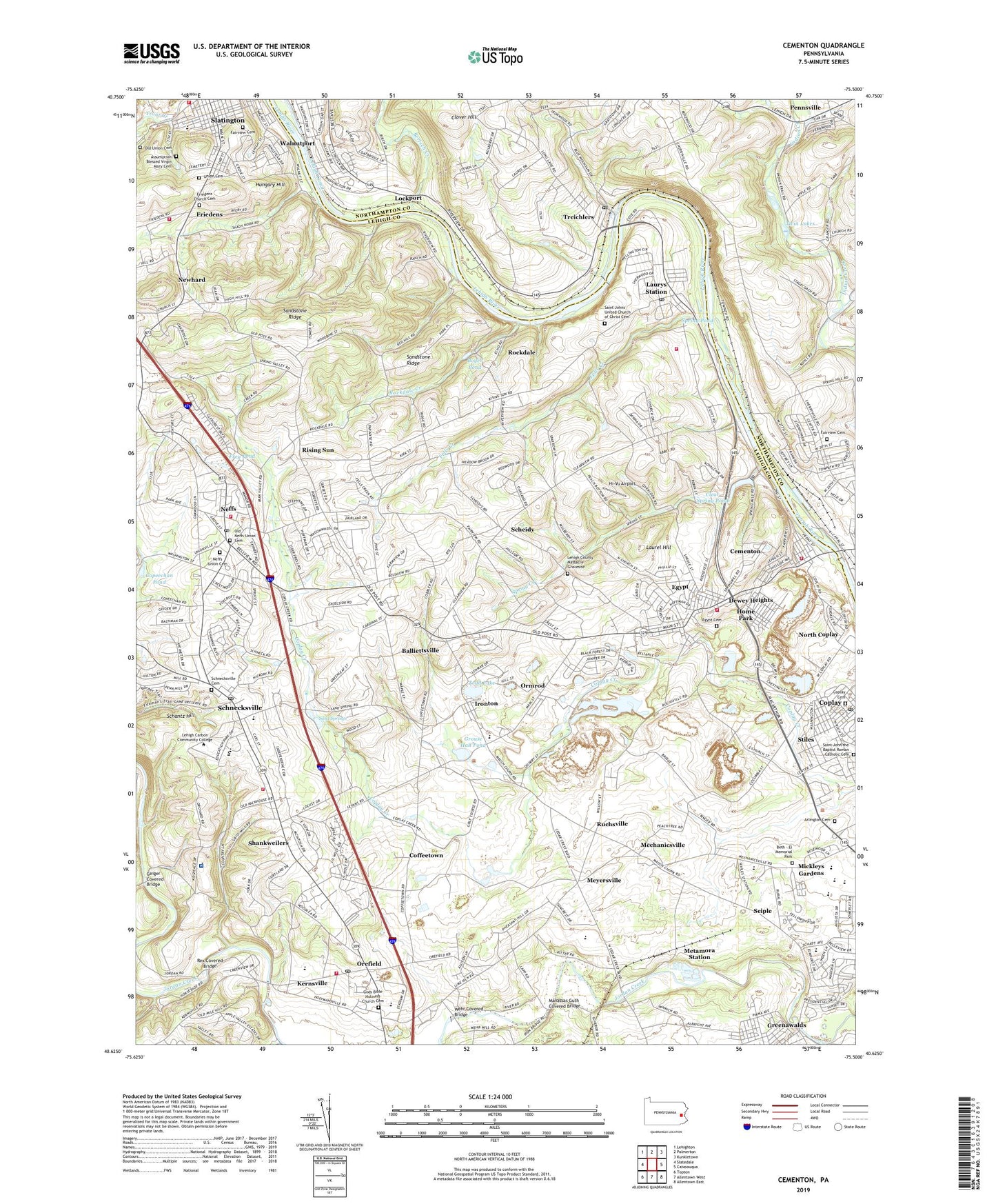Cementon Pennsylvania US Topo Map Image