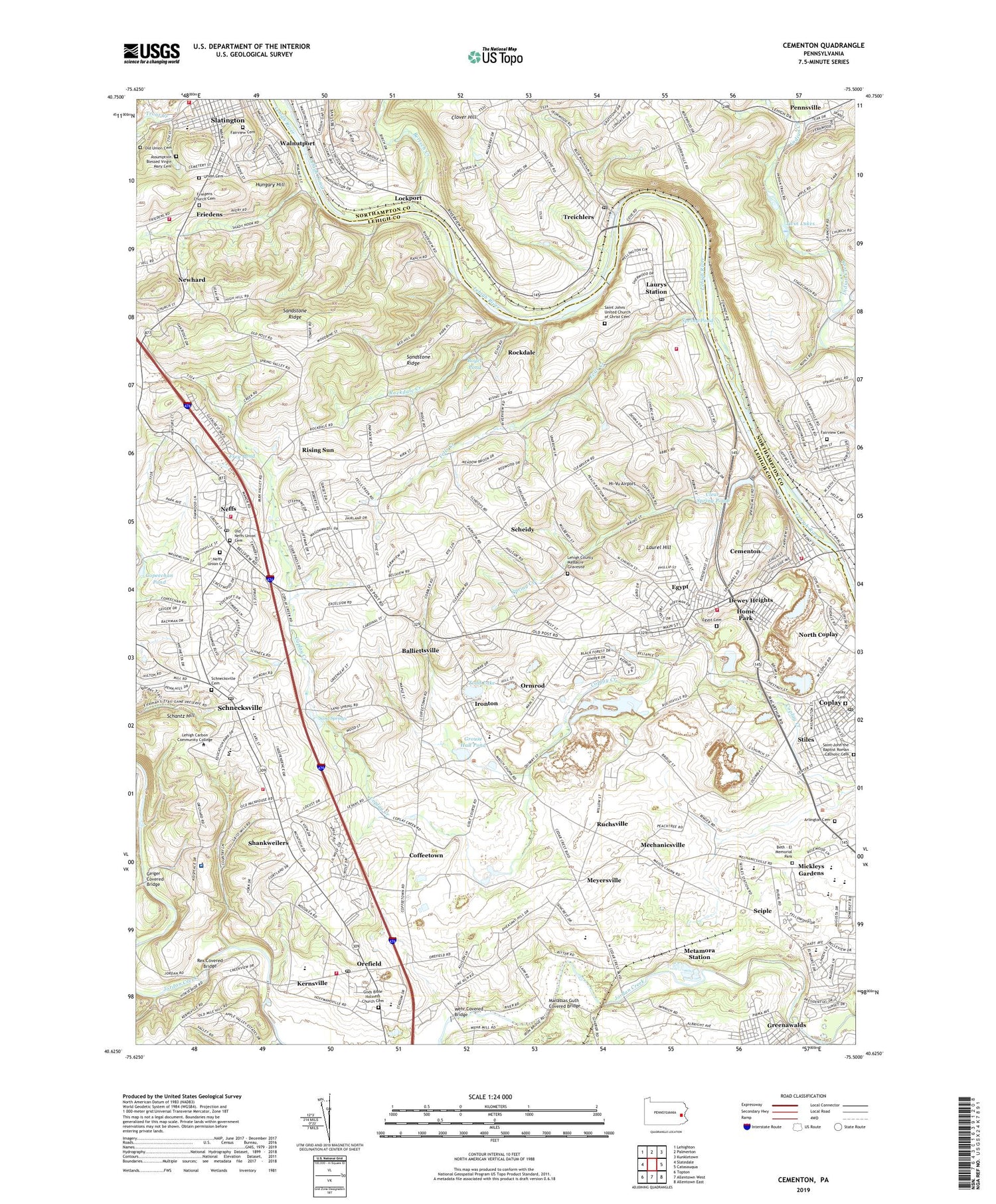 Cementon Pennsylvania US Topo Map Image