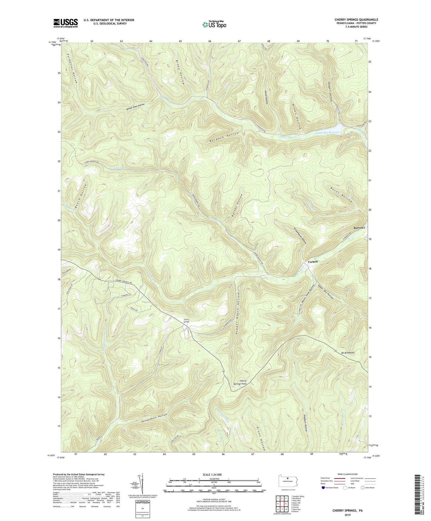 Cherry Springs Pennsylvania US Topo Map Image