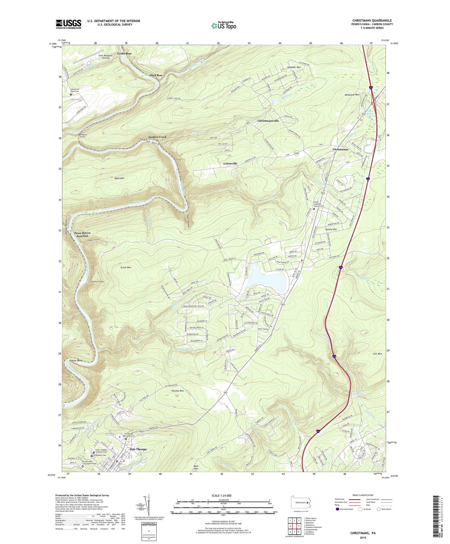 Christmans Pennsylvania US Topo Map Image