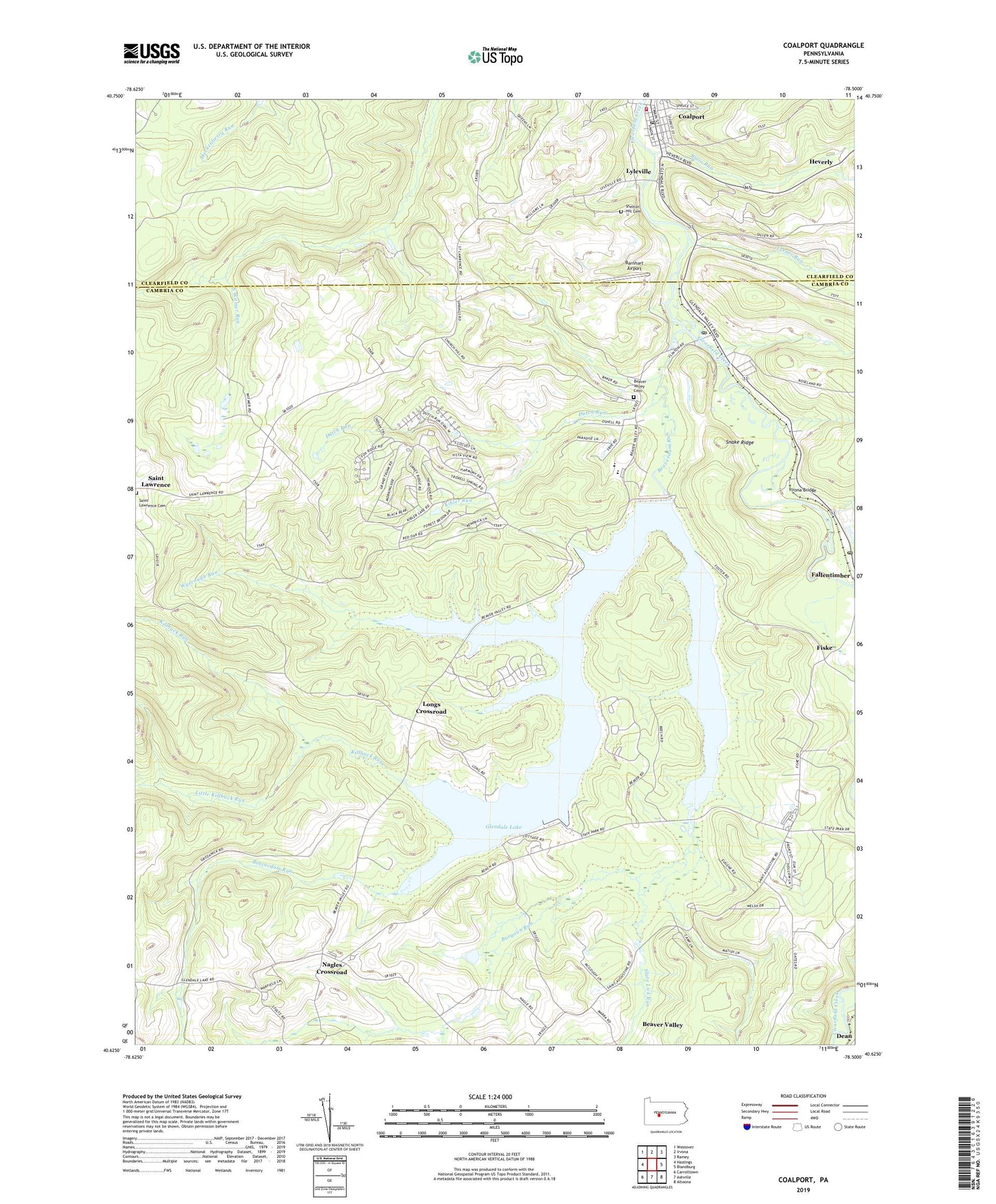 Coalport Pennsylvania US Topo Map Image