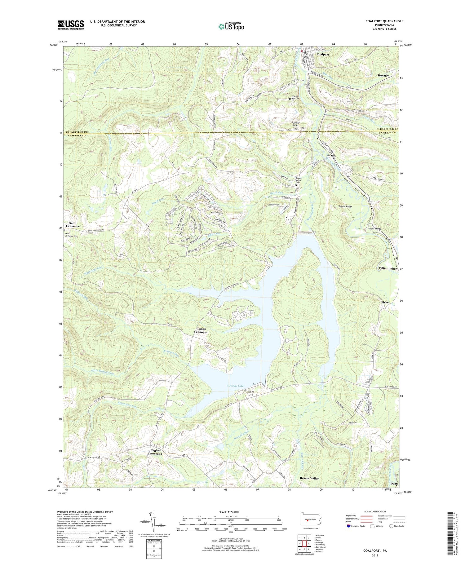 Coalport Pennsylvania US Topo Map Image