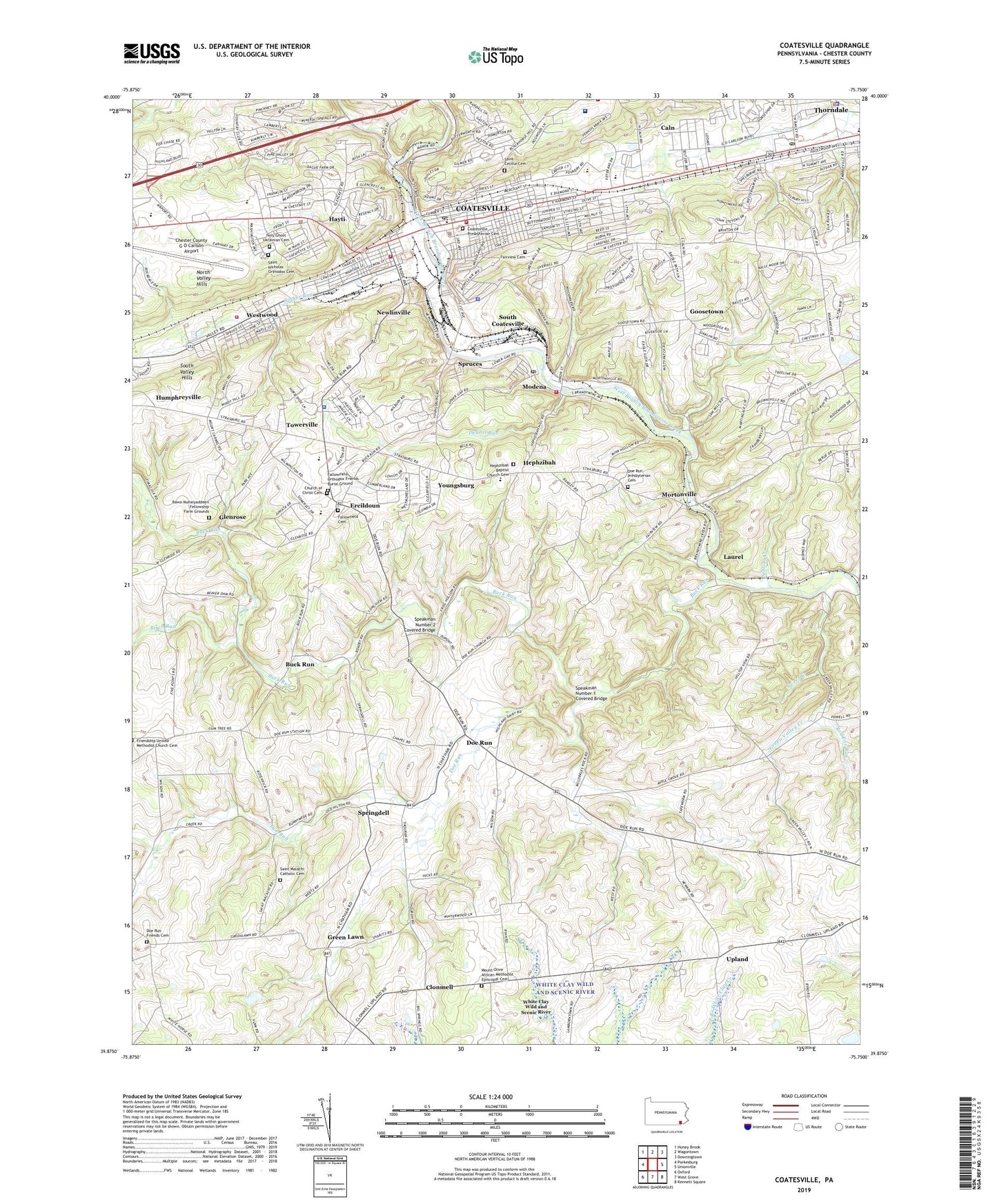 Coatesville Pennsylvania US Topo Map Image