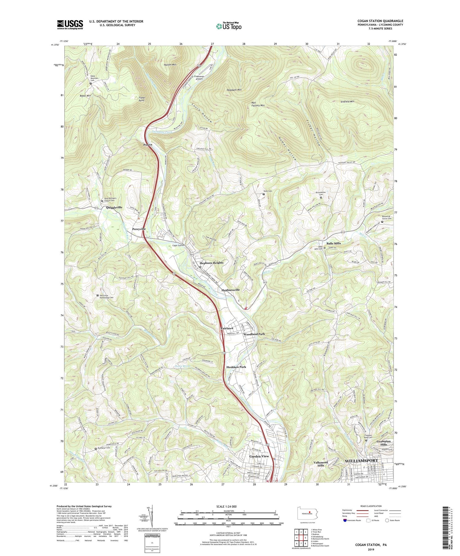 Cogan Station Pennsylvania US Topo Map Image