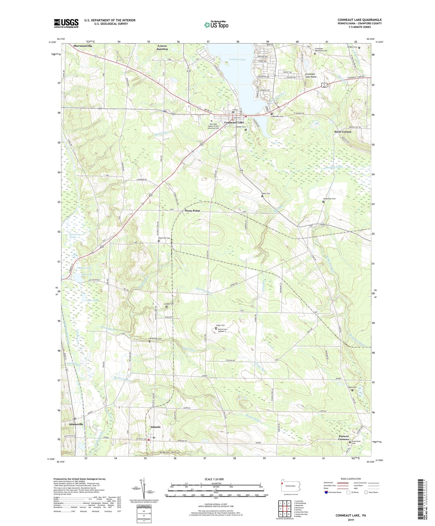 Conneaut Lake Pennsylvania US Topo Map Image
