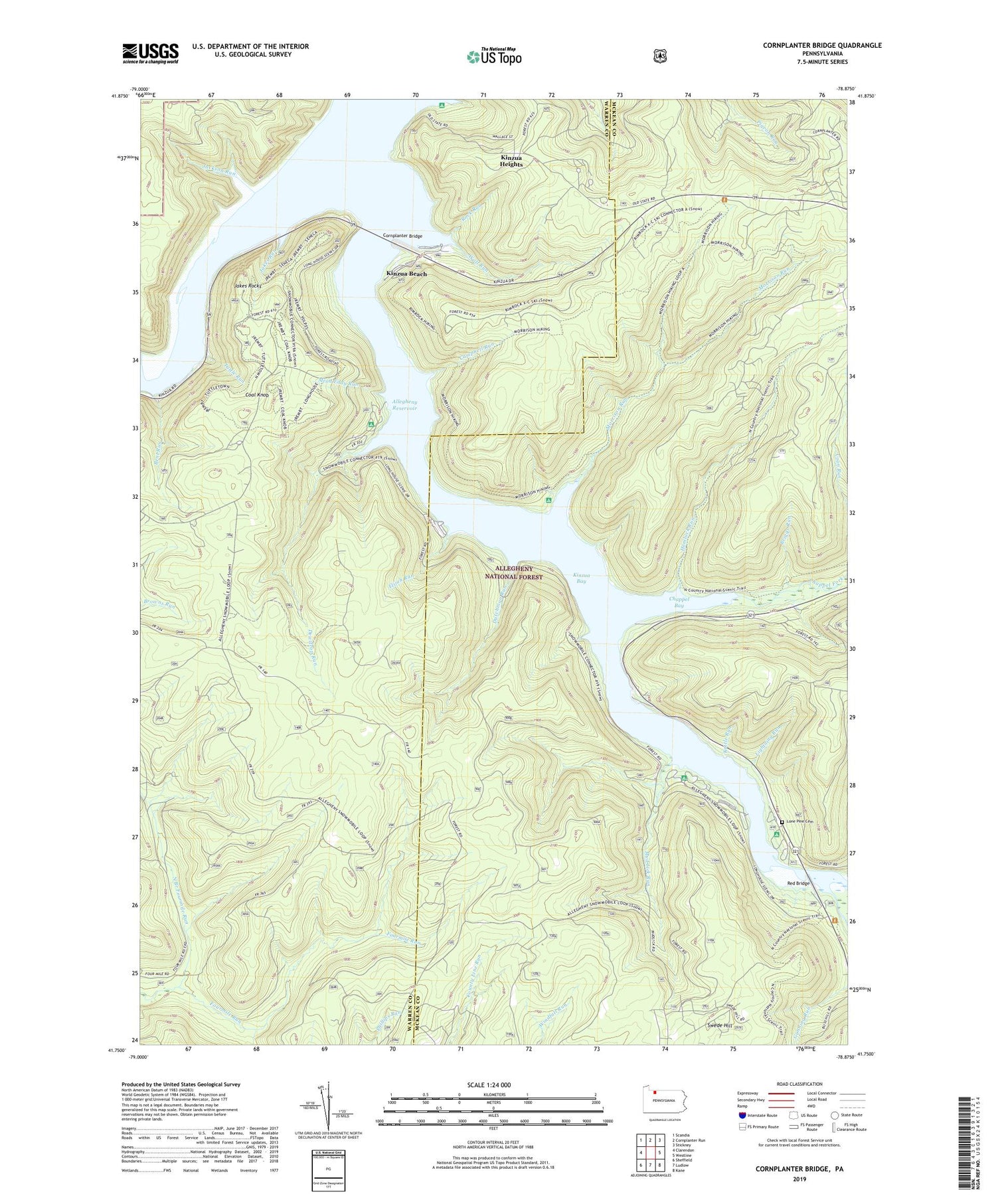 Cornplanter Bridge Pennsylvania US Topo Map Image