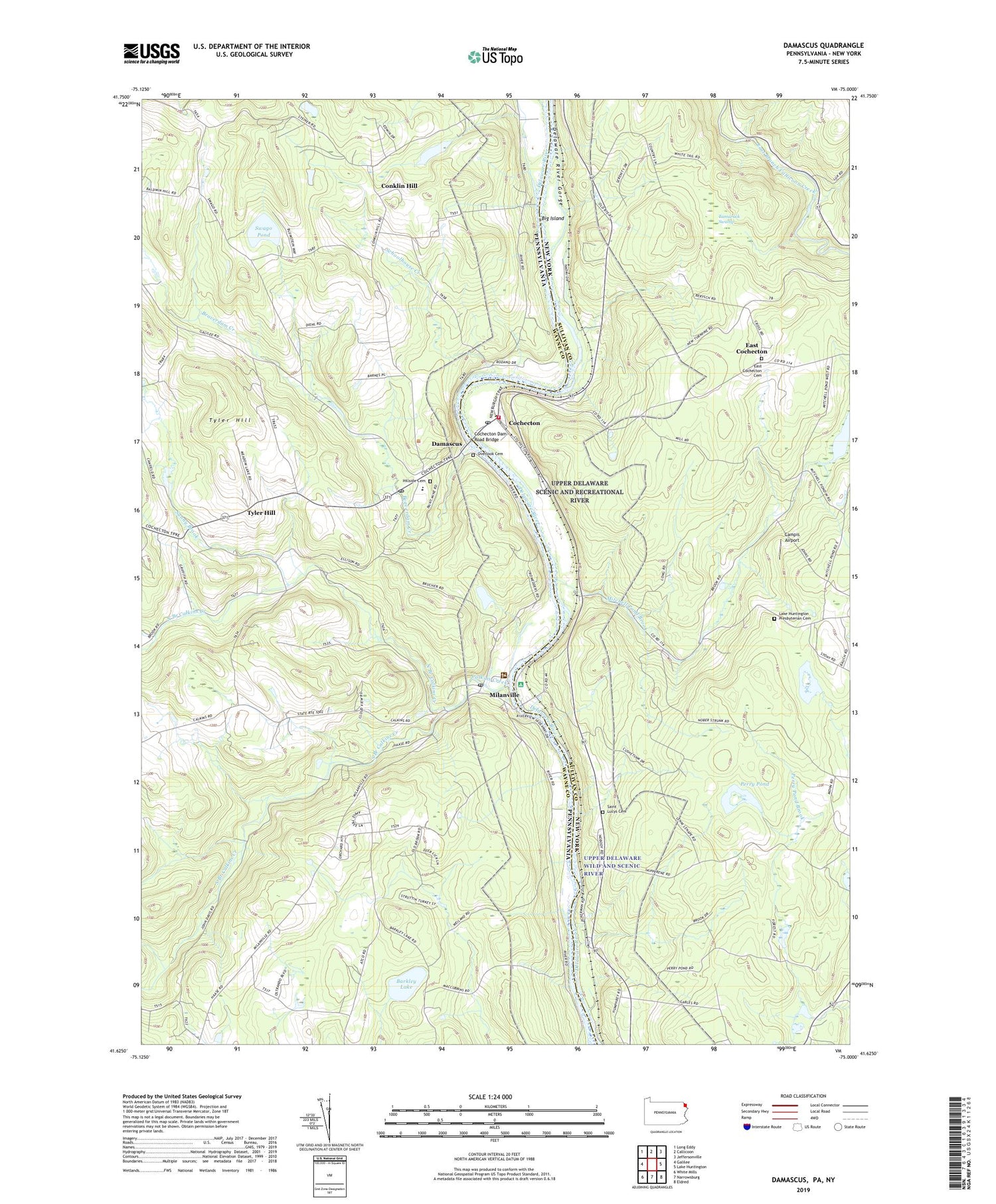 Damascus Pennsylvania US Topo Map Image