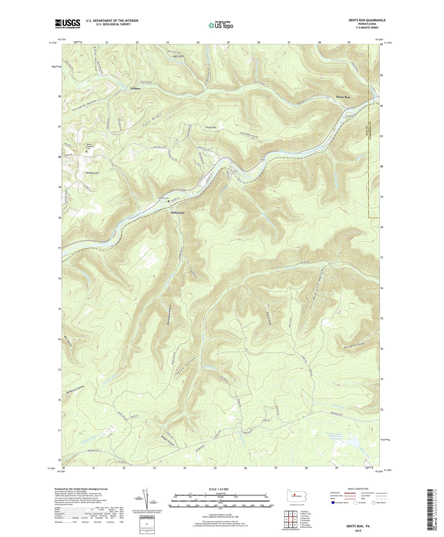Dents Run Pennsylvania US Topo Map Image