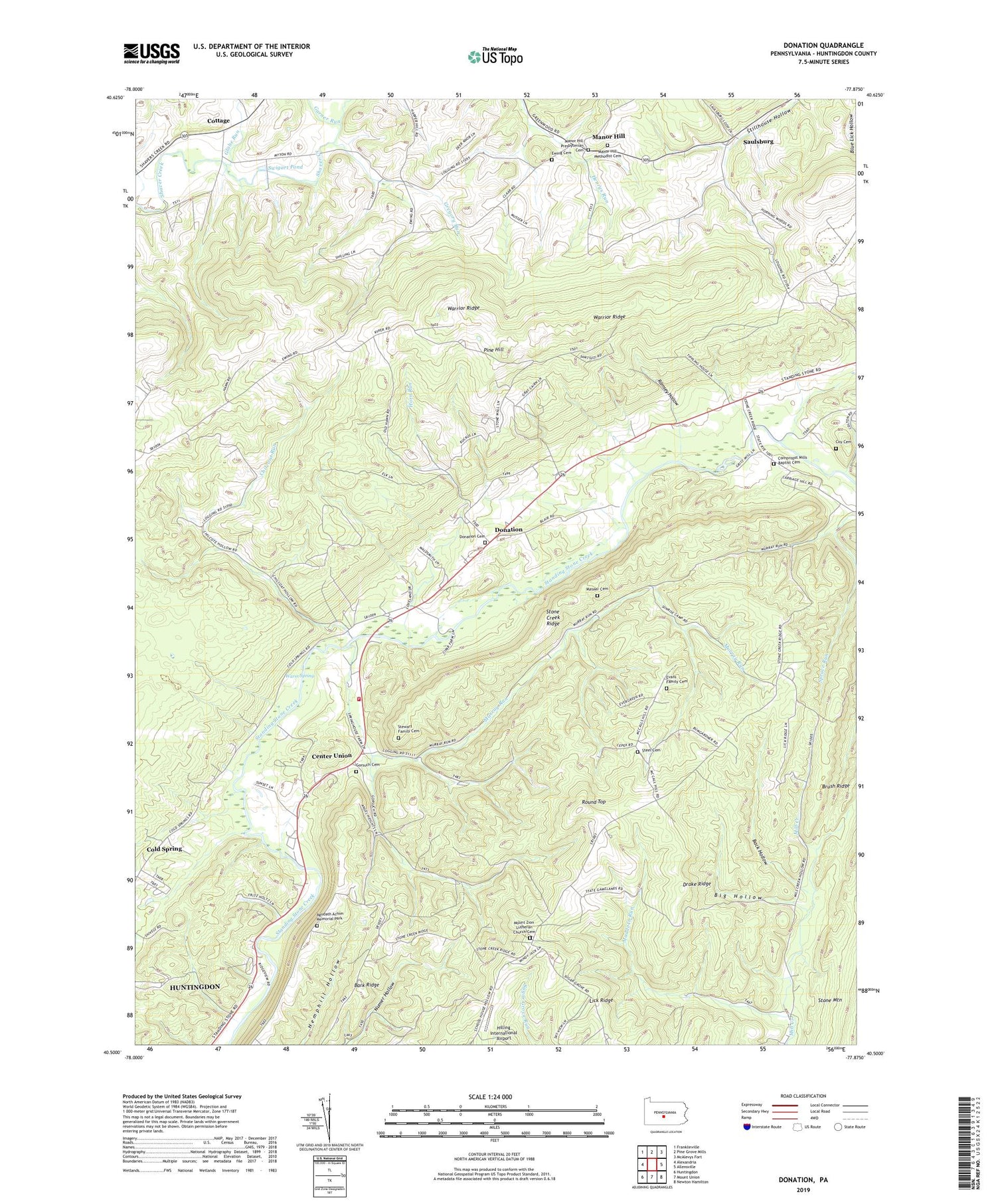 Donation Pennsylvania US Topo Map Image