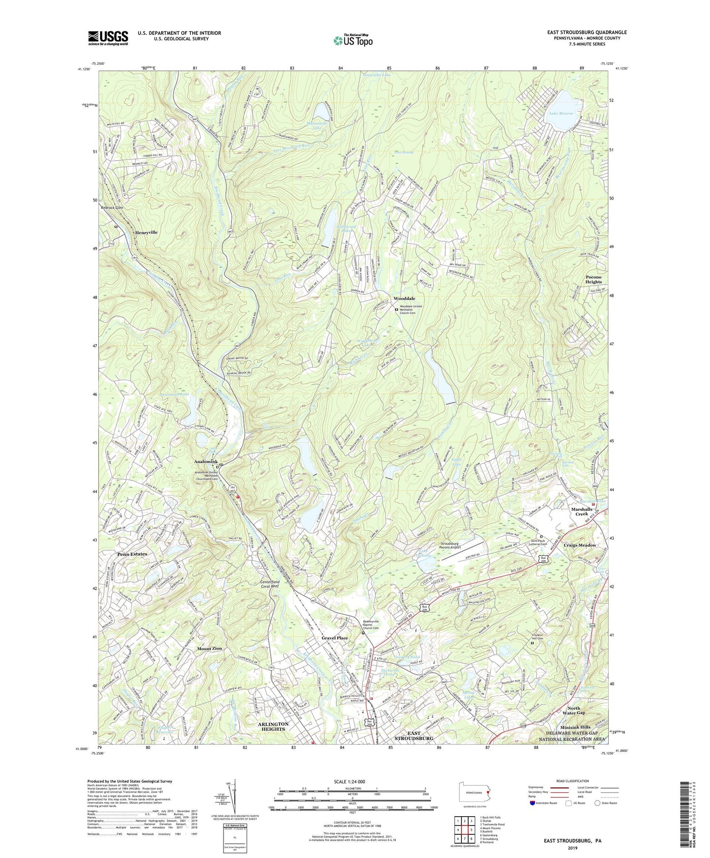 East Stroudsburg Pennsylvania US Topo Map Image