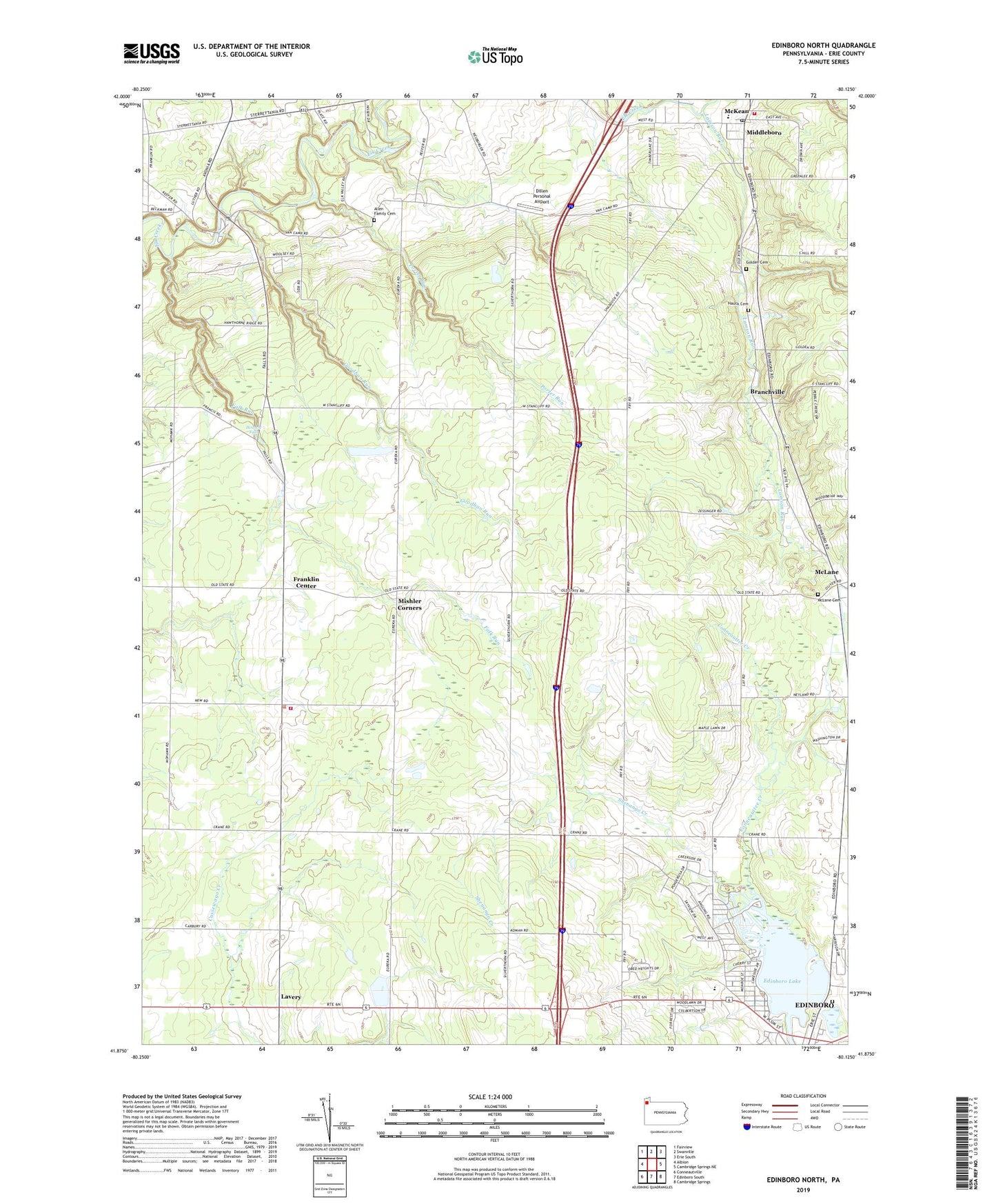 Edinboro North Pennsylvania US Topo Map Image