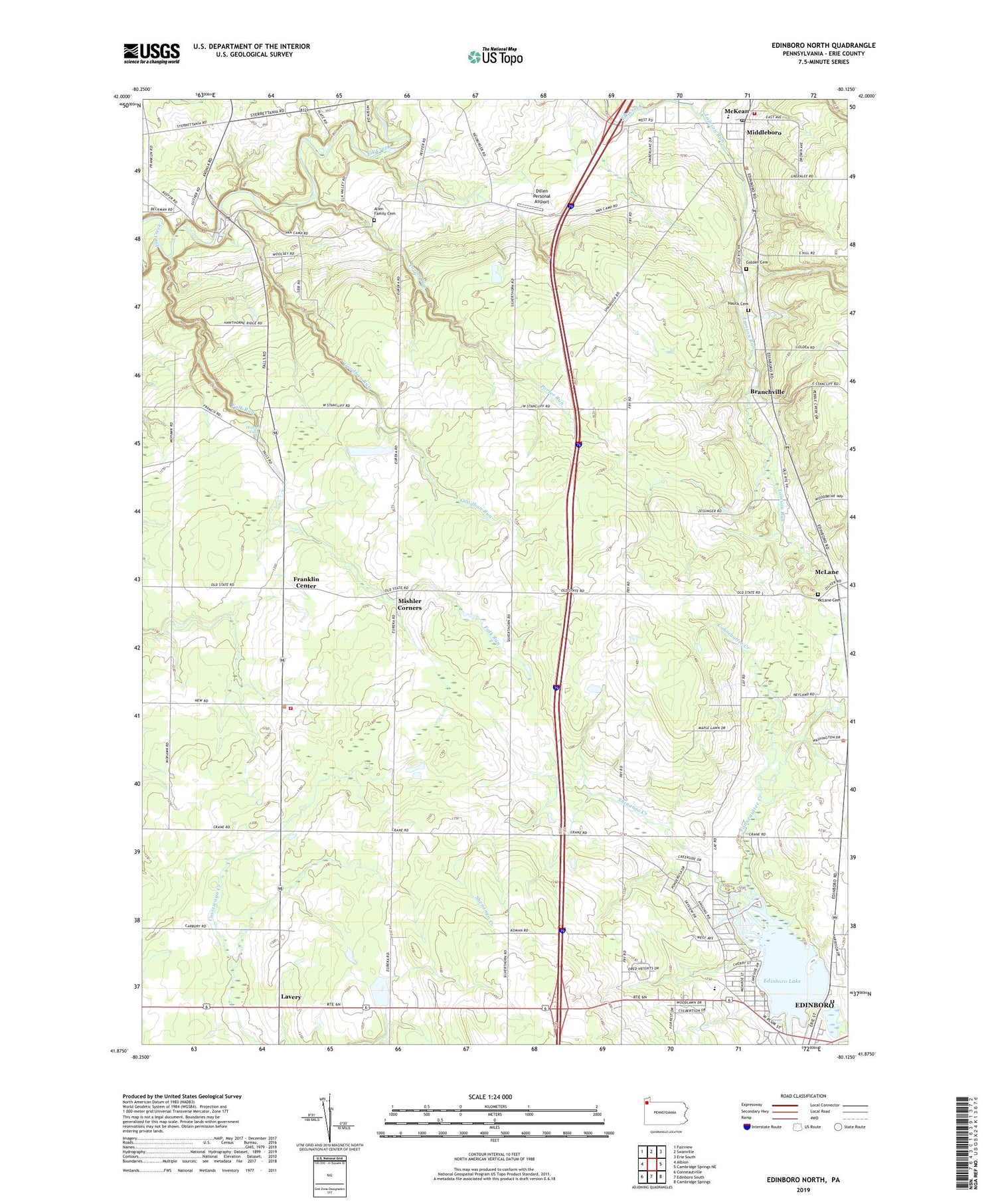 Edinboro North Pennsylvania US Topo Map Image