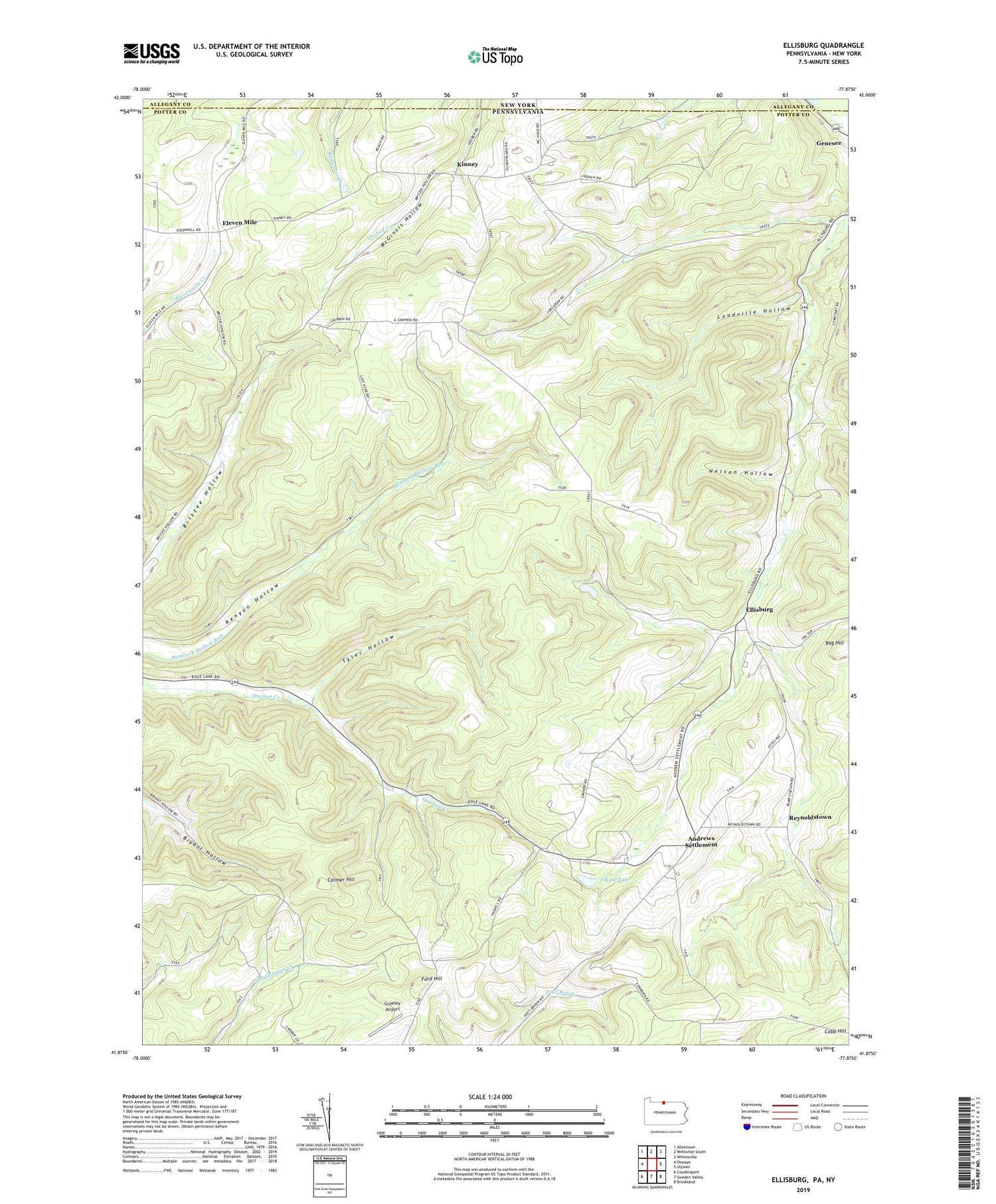 Ellisburg Pennsylvania US Topo Map Image