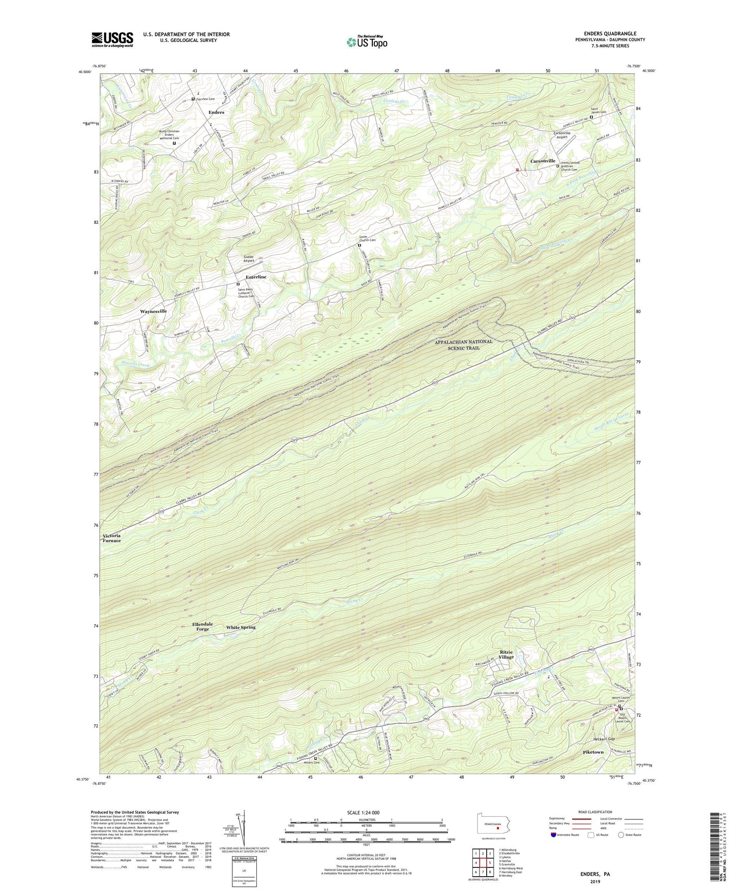 Enders Pennsylvania US Topo Map Image