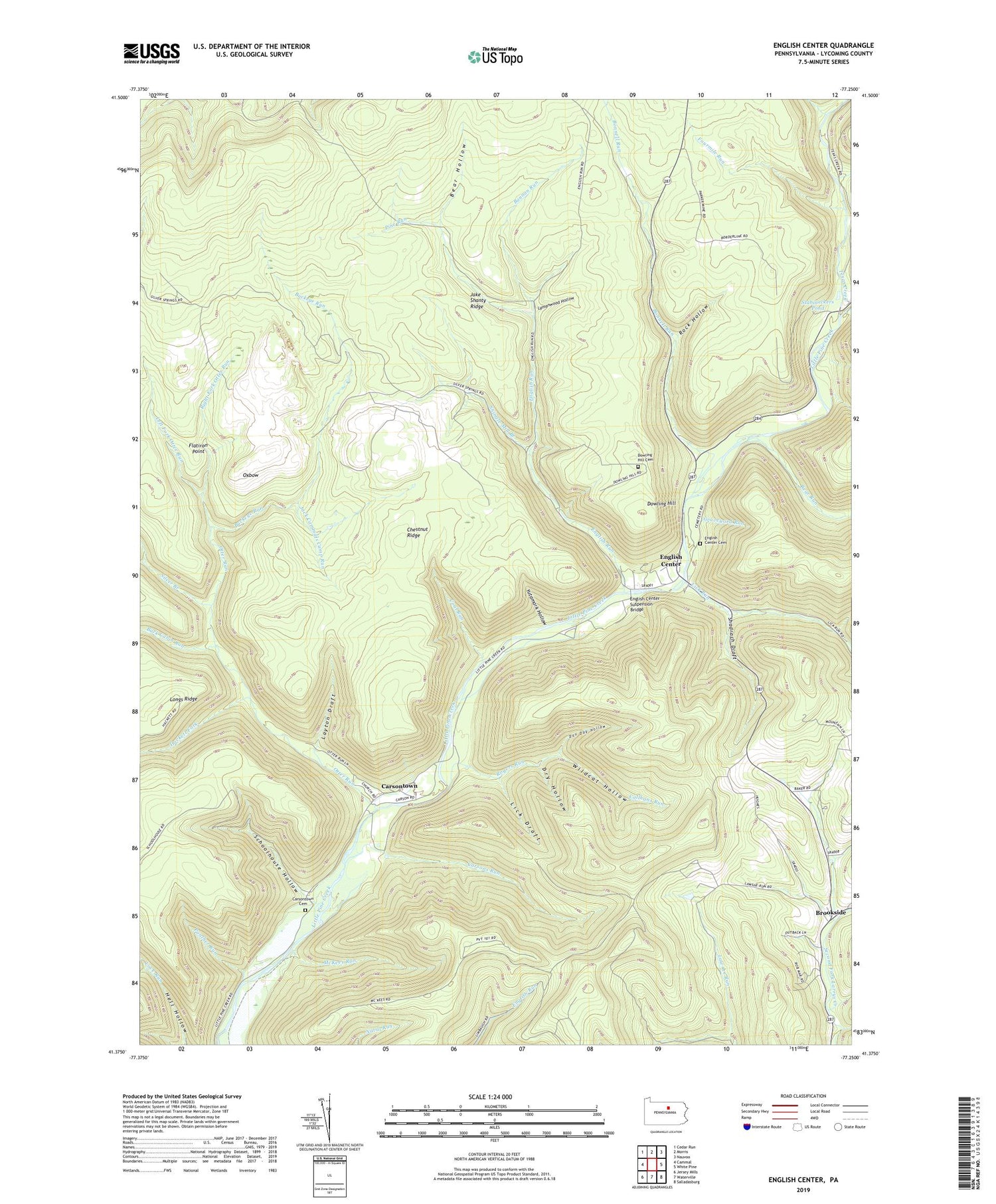 English Center Pennsylvania US Topo Map Image
