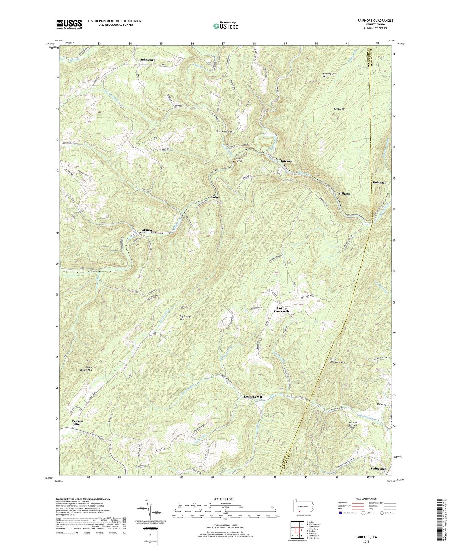 Fairhope Pennsylvania US Topo Map Image