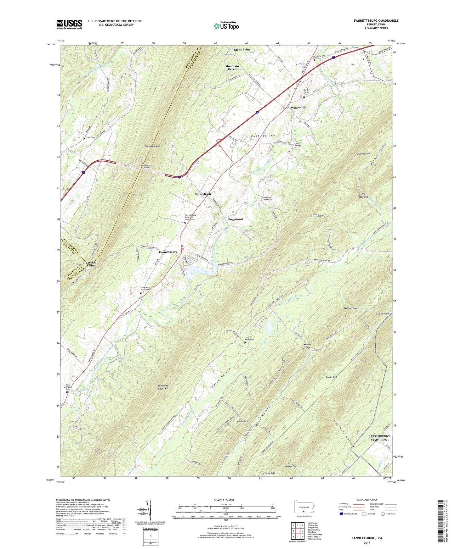 Fannettsburg Pennsylvania US Topo Map Image