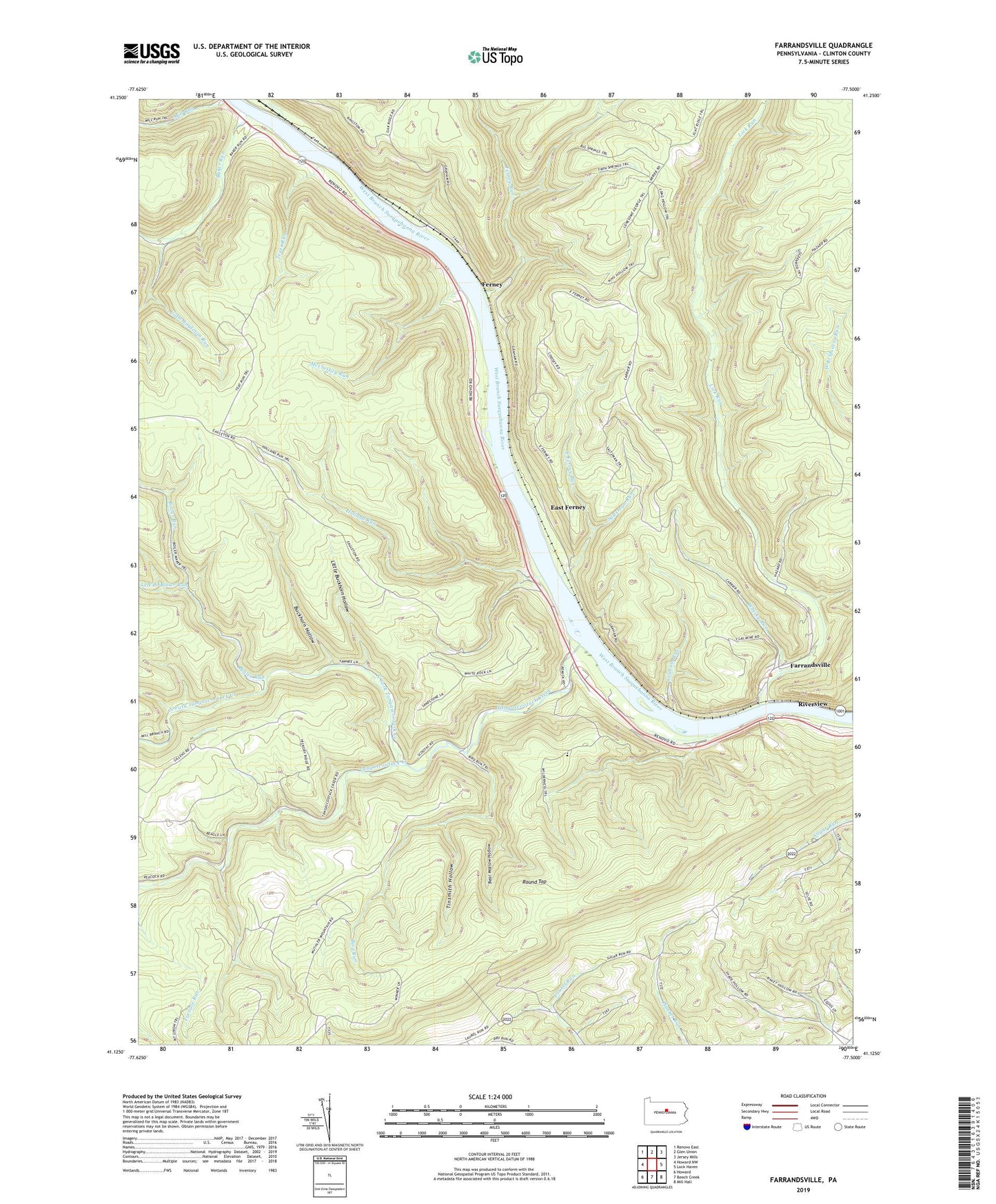 Farrandsville Pennsylvania US Topo Map Image