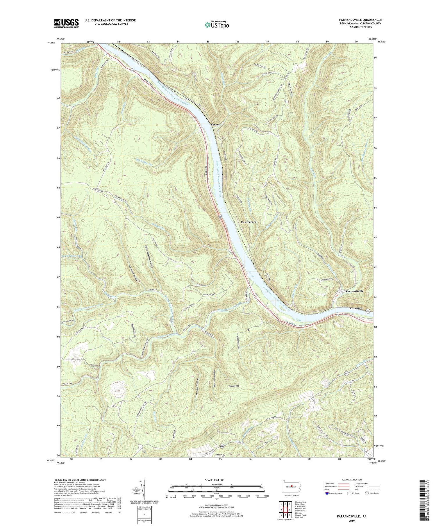 Farrandsville Pennsylvania US Topo Map Image