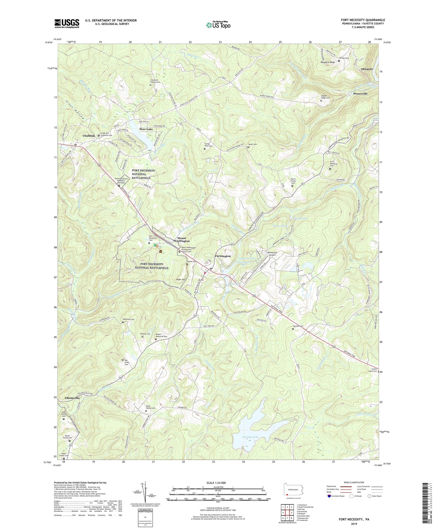 Fort Necessity Pennsylvania US Topo Map Image