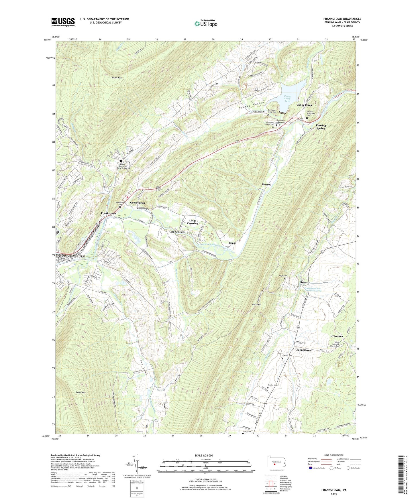 Frankstown Pennsylvania US Topo Map Image