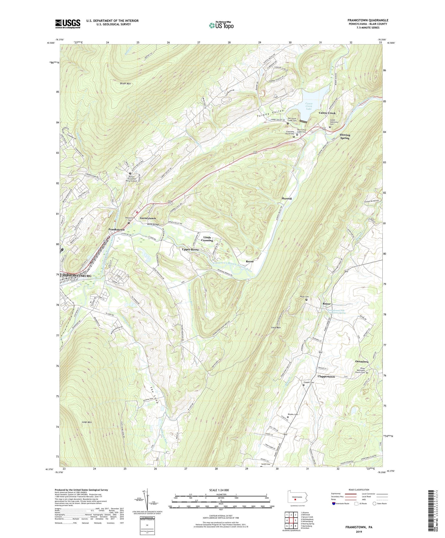 Frankstown Pennsylvania US Topo Map Image
