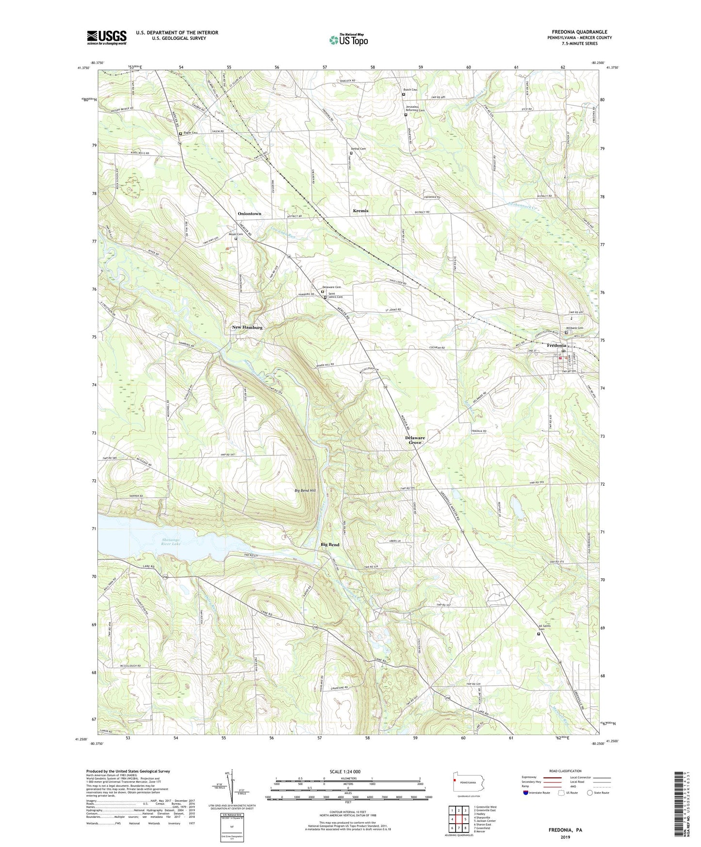 Fredonia Pennsylvania US Topo Map Image