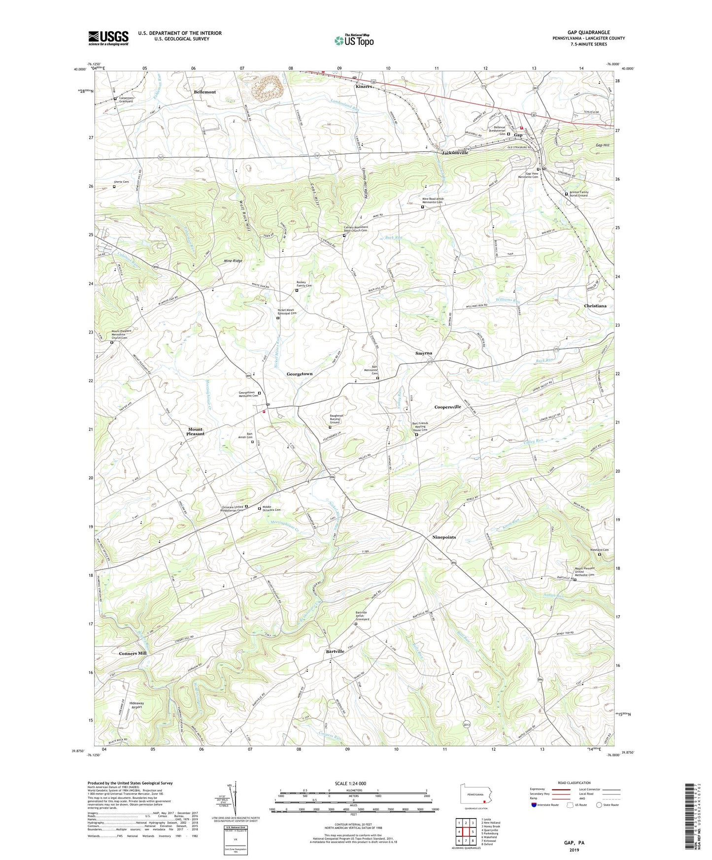 Gap Pennsylvania US Topo Map Image