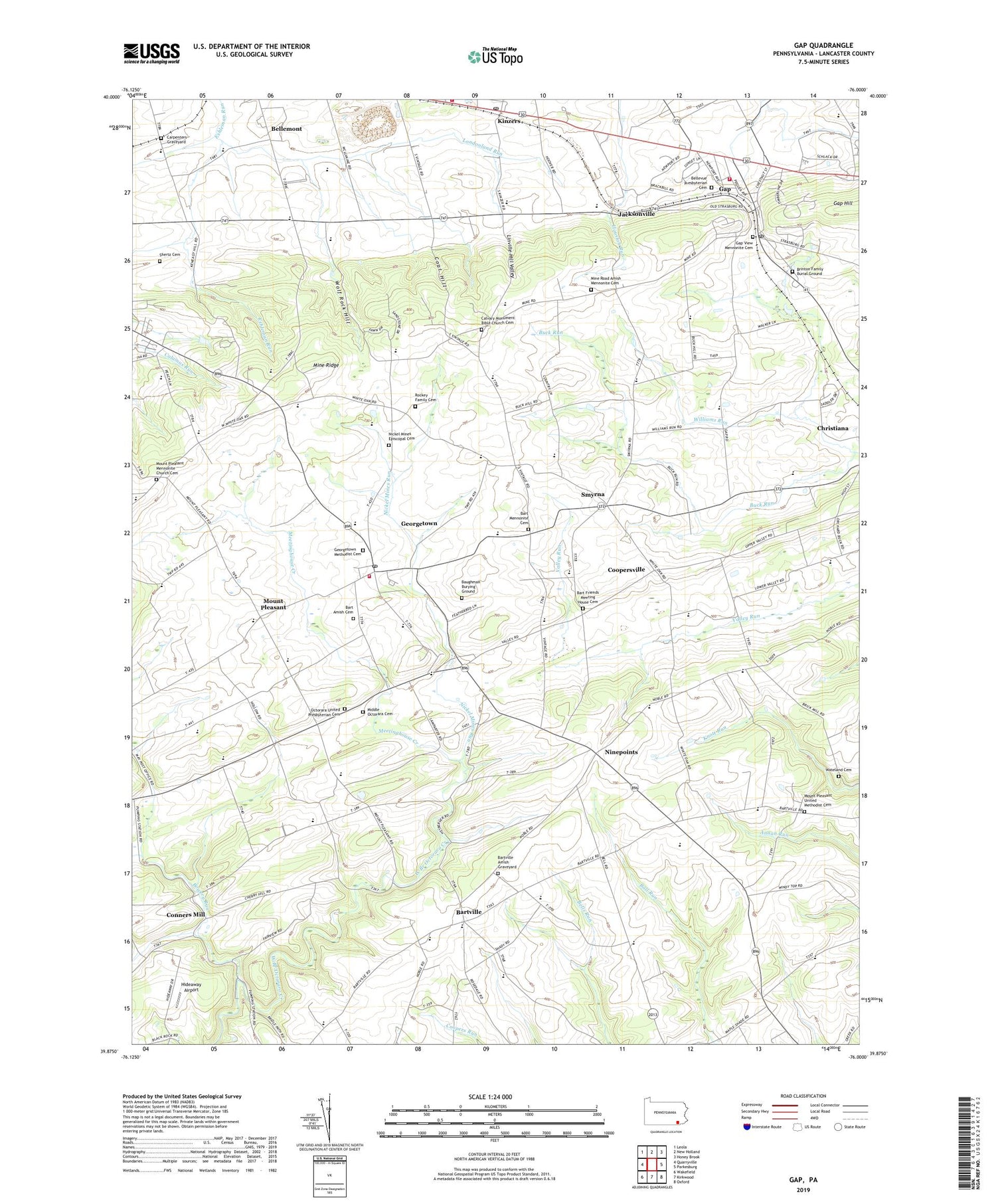 Gap Pennsylvania US Topo Map Image
